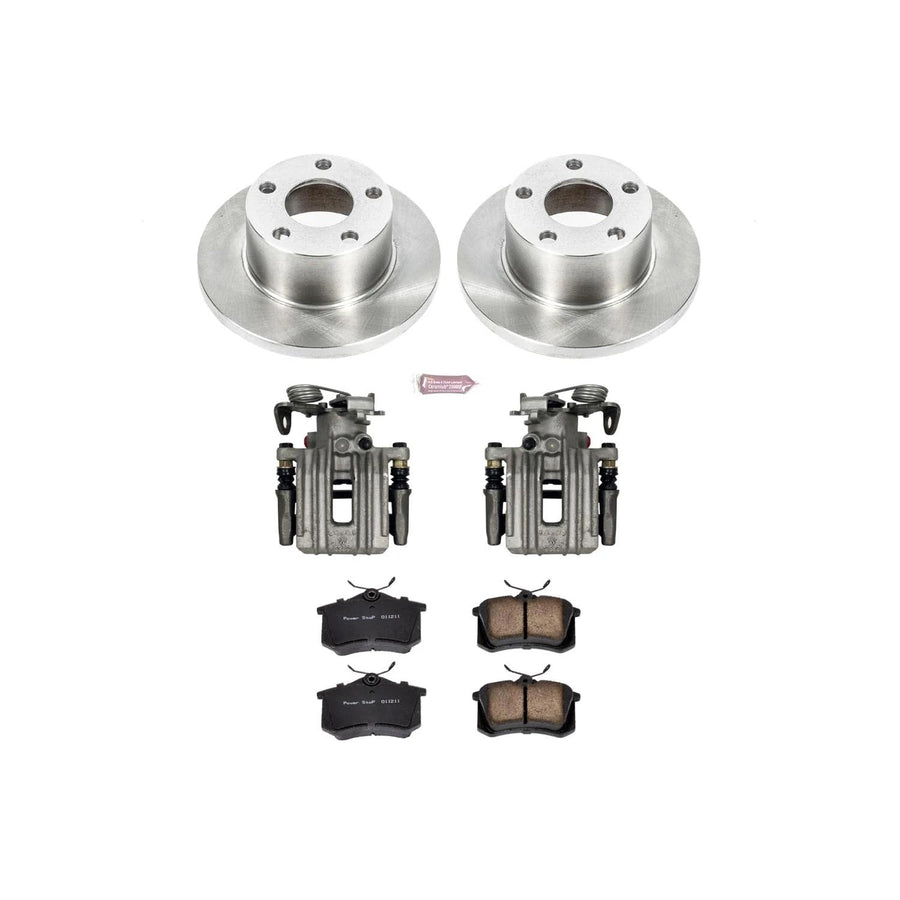 Power Stop KCOE849 Replacement Autospeciality Rear Caliper Kit- OE Rotors, Ceramic Brake Pads, Calipers For Audi A6 Quattro 1998-2001 [Model Specific]