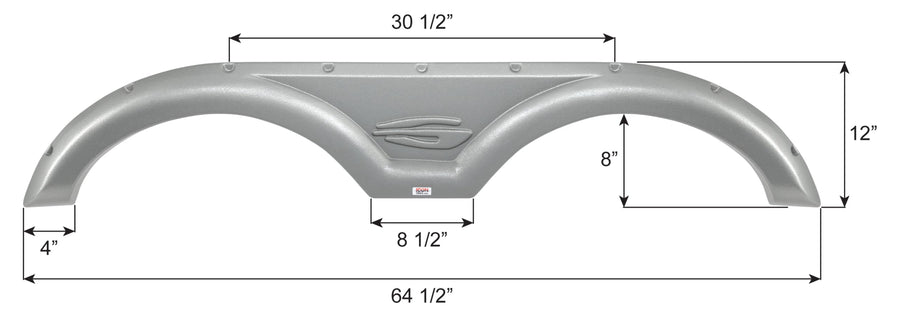 Tandem Axle Fender Skirt FS2333 ICON 14136 for Gulf Stream - Metallic Silver