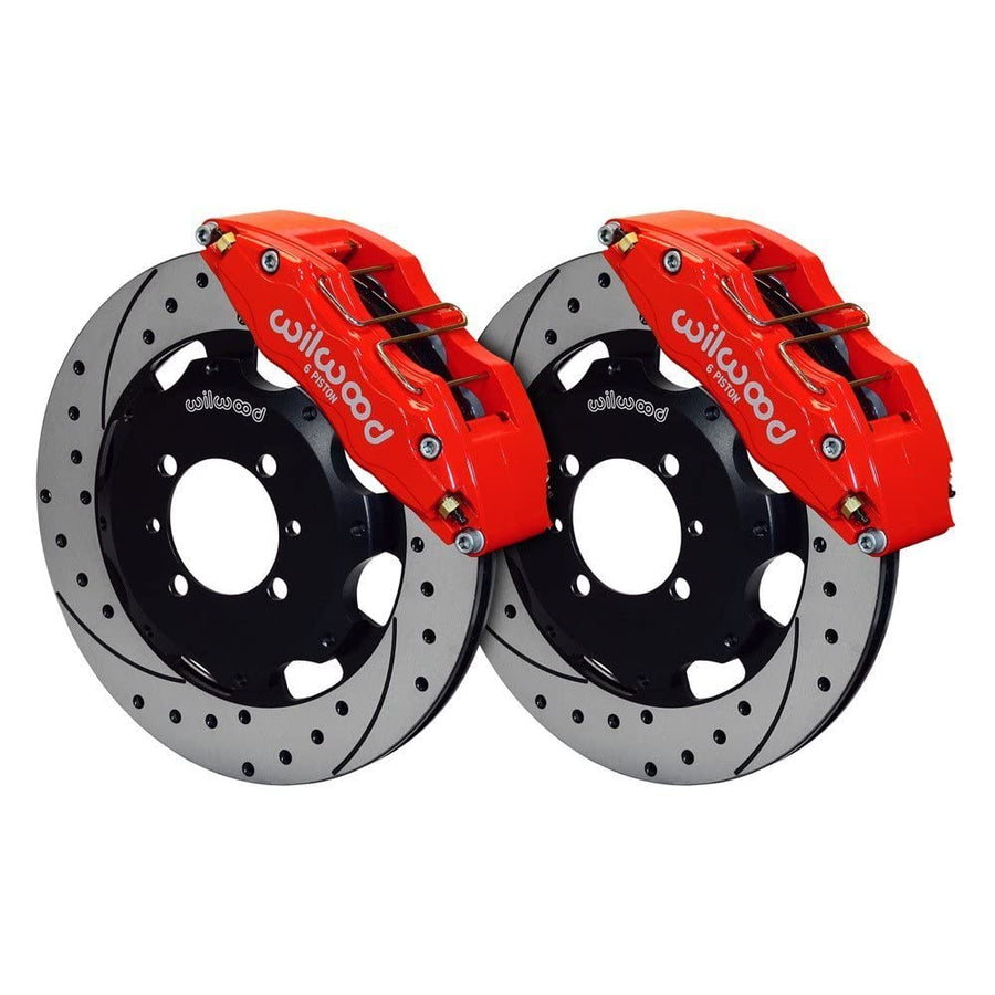 140-12767-DR WILWOOD DP6 Front Kit,12.19", Drilled, Red 2012 Fiat 500, w/ Lines