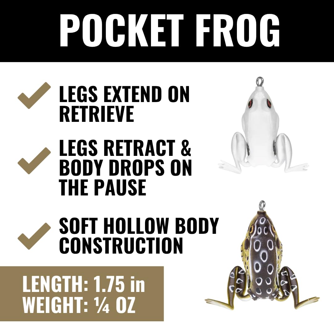 Lunkerhunt Frog Topwater Lures Bass Trout Fishing Kit (3-Pack) | Most Realistic Frog Fishing Lures for Freshwater with Swimming Legs, Weedless Hooks