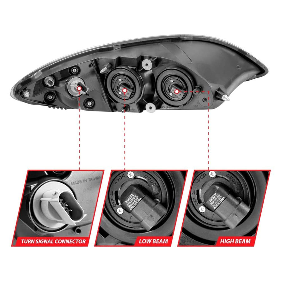 2008-2016 ANZO International Prostar Crystal Headlights Chrome Housing