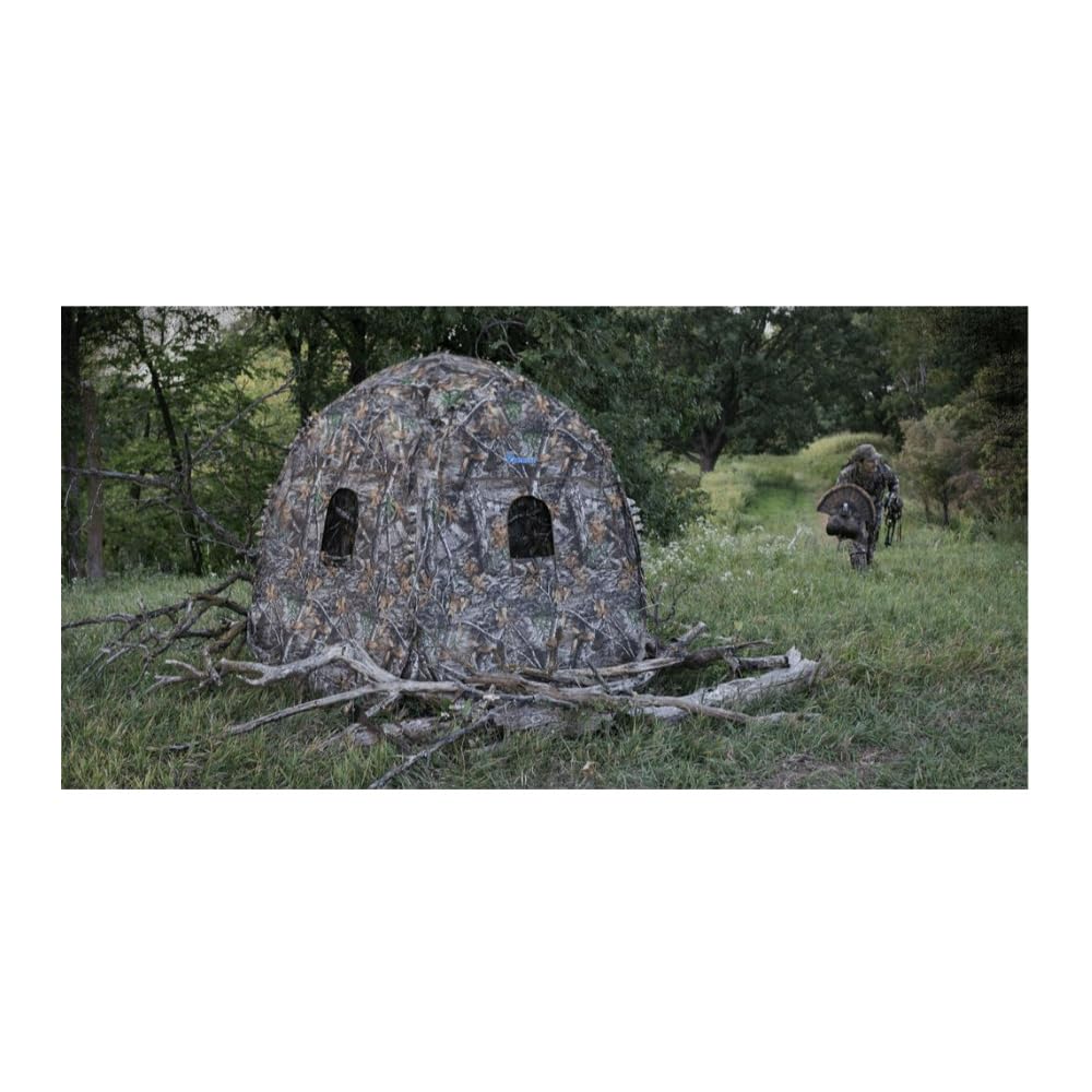 Doghouse Ameristep Lightweight Durable Hunting Spring Steel Ground Blind with 8 Windows & Backpack Carrying Case - 2 Hunters Concealment - Easy Setup & Takedown - Canada Compliant