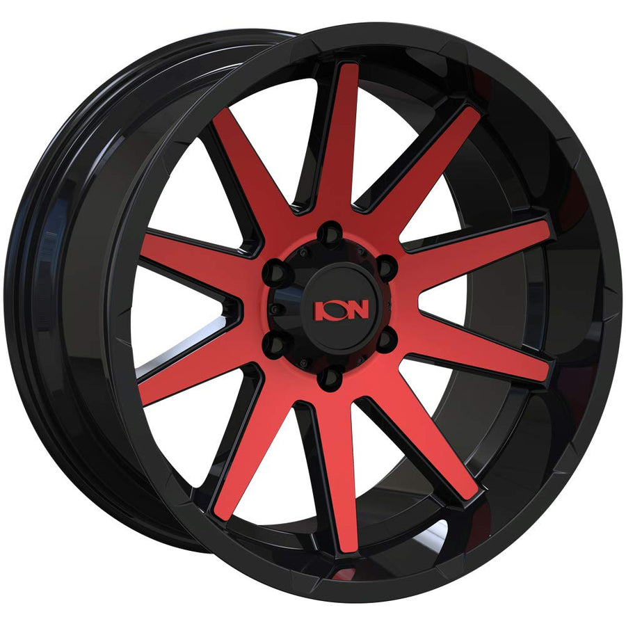 Gloss Black/RED MACHINED Ion Wheels Wheel with Alloy Steel (17 x 9. inches /6 x 71 mm, -12 mm Offset)