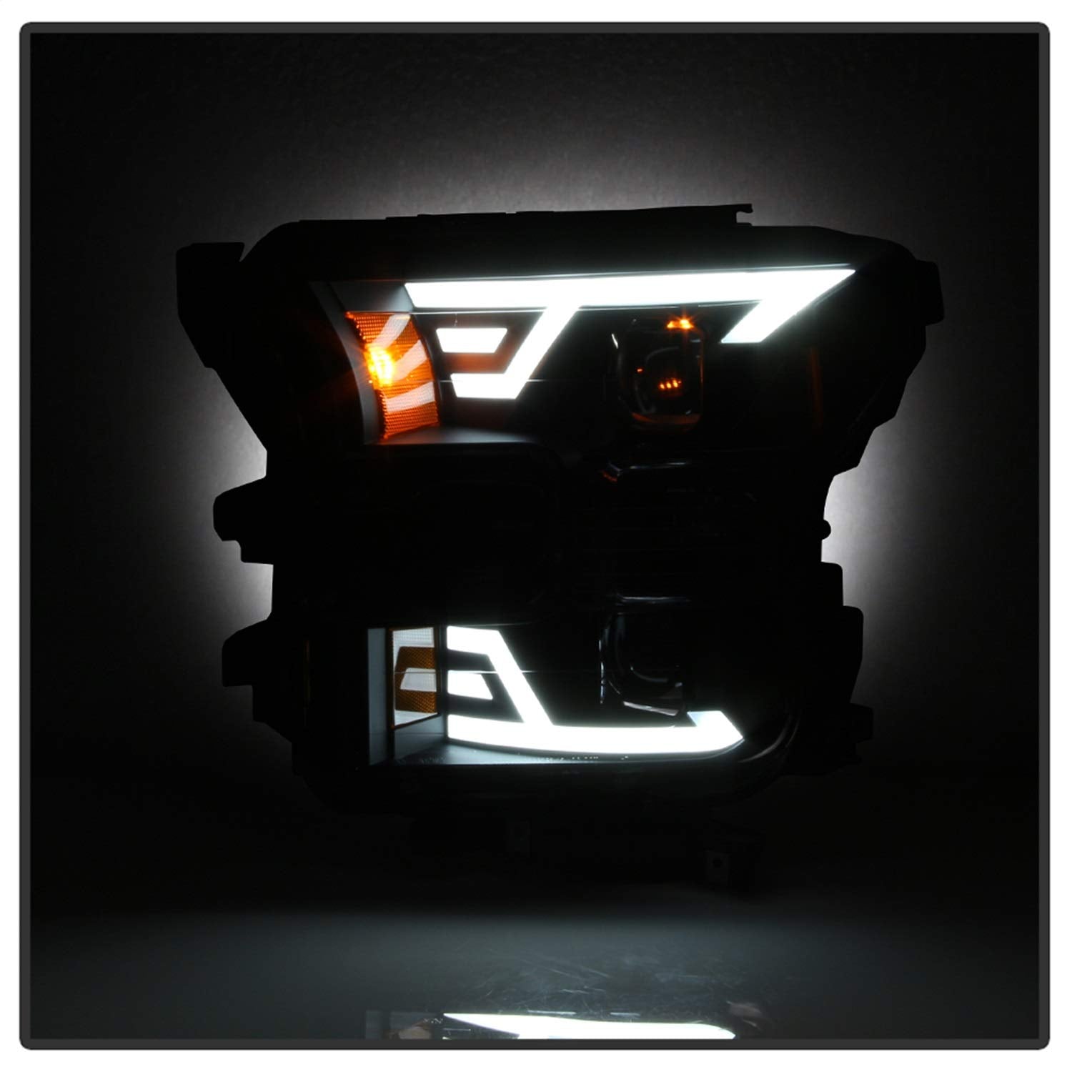 Ford F150 2015-2017 Spyder (Akkon) DRL LED Light Bar Projector Headlights - Black - Low Beam - H7 ; High