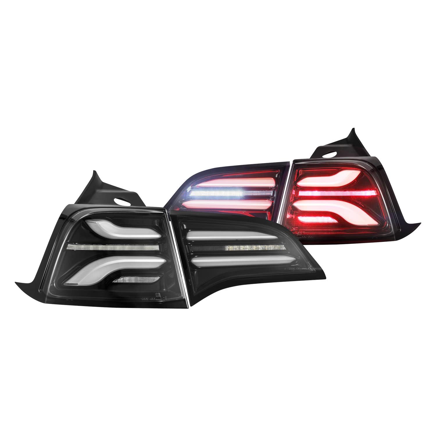 17-22 Tesla Model 3 AlphaRex (601010) PRO-Series LED Tail Lights Jet Black w/Seq Sig