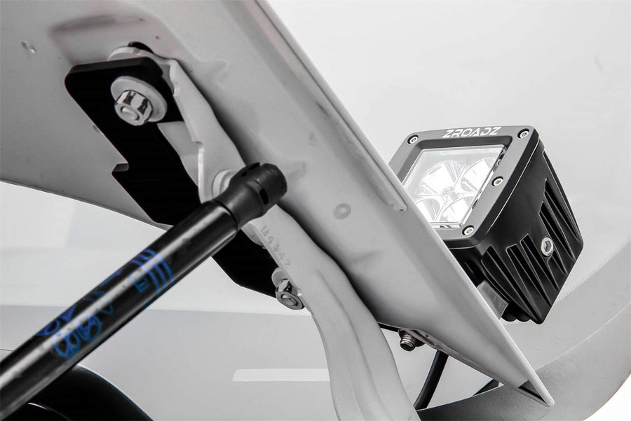 ZROADZ Hood Hinge Bracket Ditch - Compatible w/ 2019-2022 GMC Sierra 1500 - Used to Mount ZROADZ LED Pods - Mild Steel Gloss Black Finish - Bolt-On Easy Installation - PN #Z362281