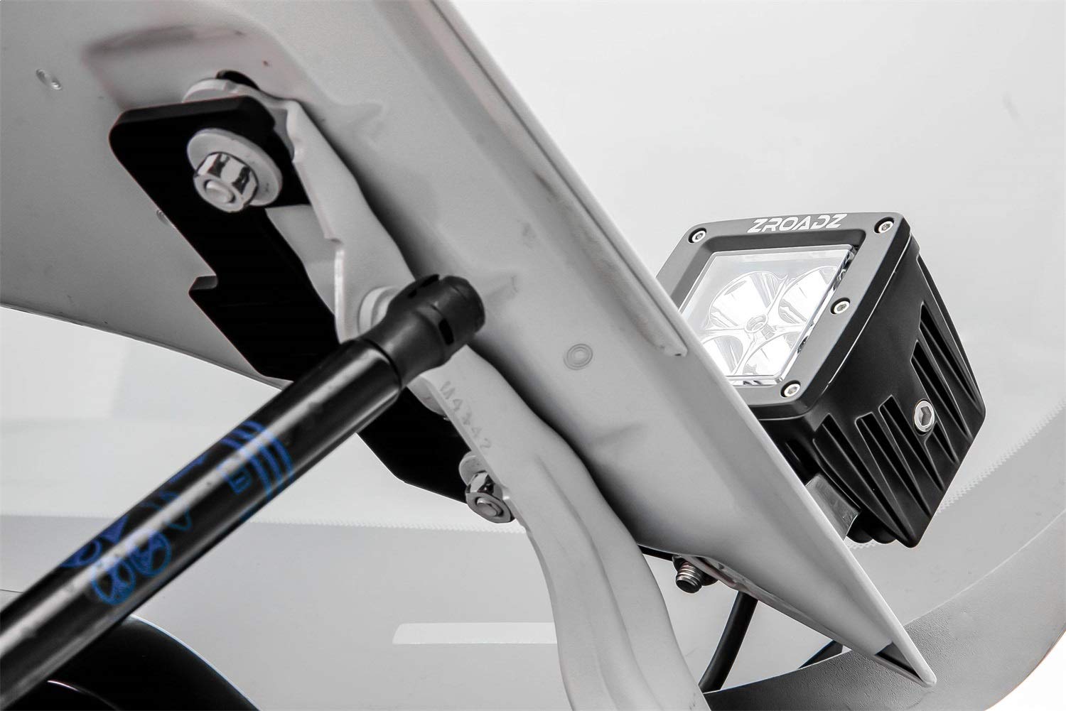 ZROADZ LED Kit Ditch Hood Hinge - Compatible w/ 2019-2022 GMC Sierra 1500 - Incl. (2) 3 Inch Pod Lights - Mild Steel Gloss Black Finish - Bolt-On Easy Installation - PN #Z362281-KIT2
