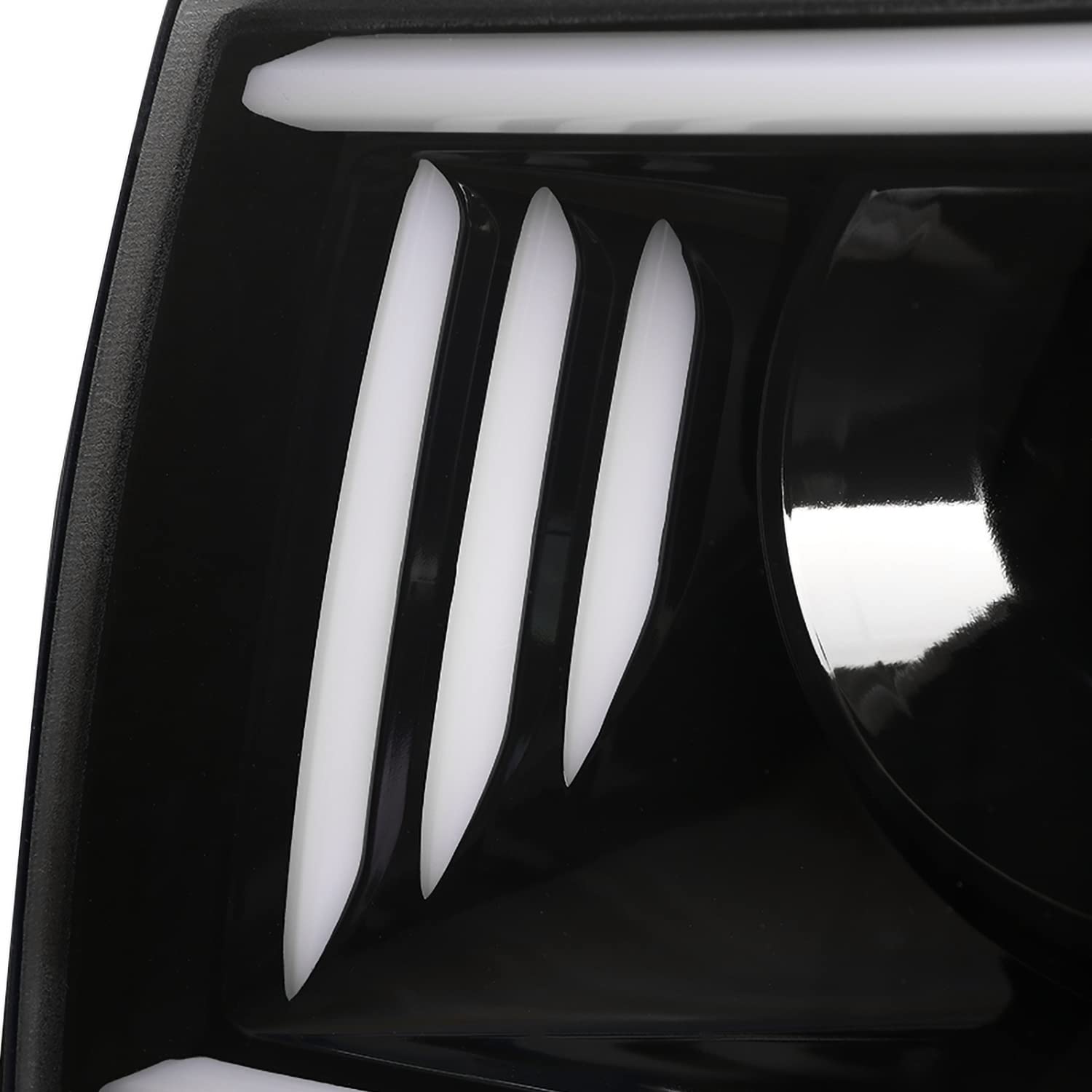 Jet Black SPEC-D TUNING Projector Headlights w/LED Tube Compatible with 2009-2014 Ford F150, Left + Right Pair Headlamps Assembly