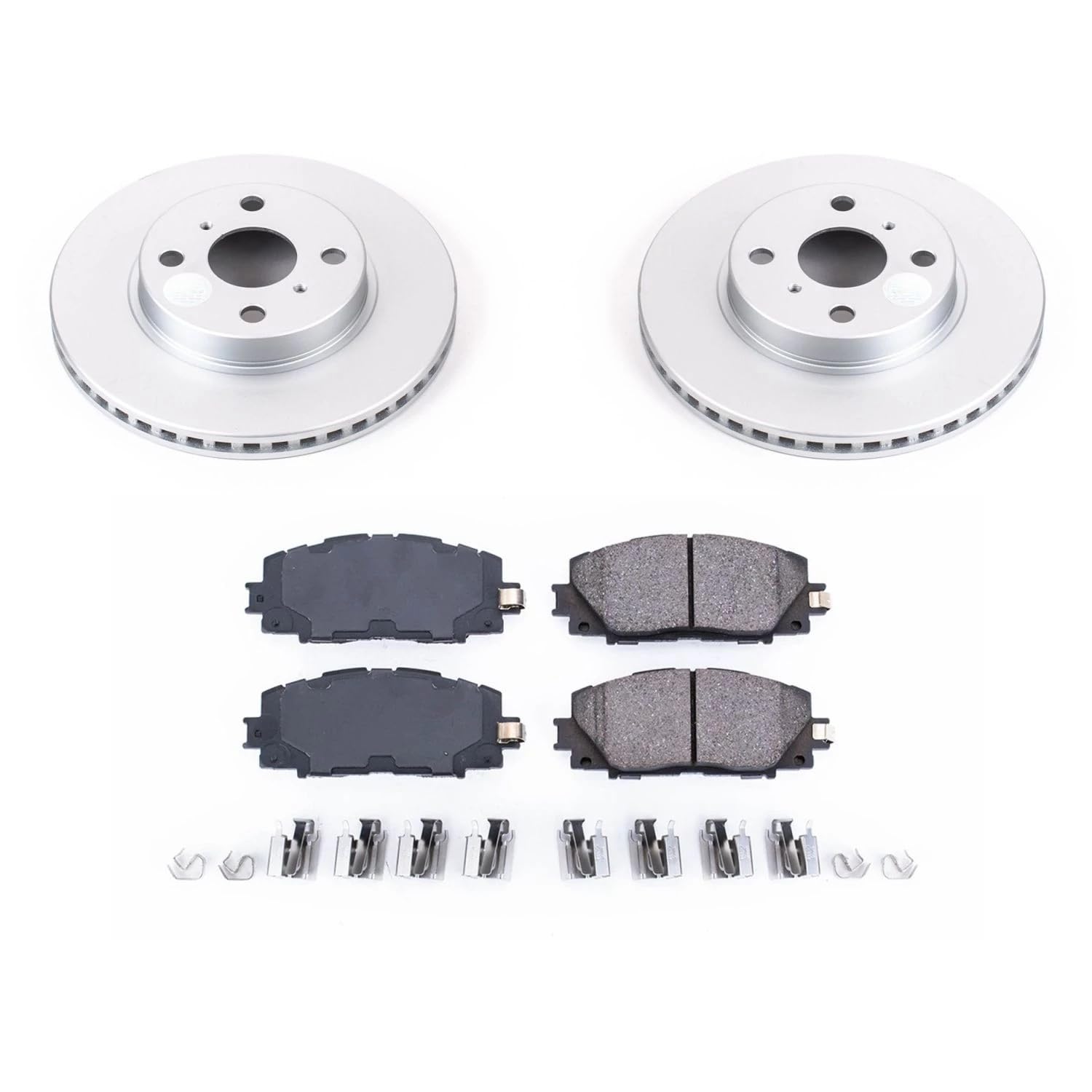Power Stop CRK5863 Brake Rotor & Coated Ceramic Brake Pads- front For Scion iQ 2013, Toyota Prius C 2012-2019, Toyota Yaris 2007-2018 [Model Specific]