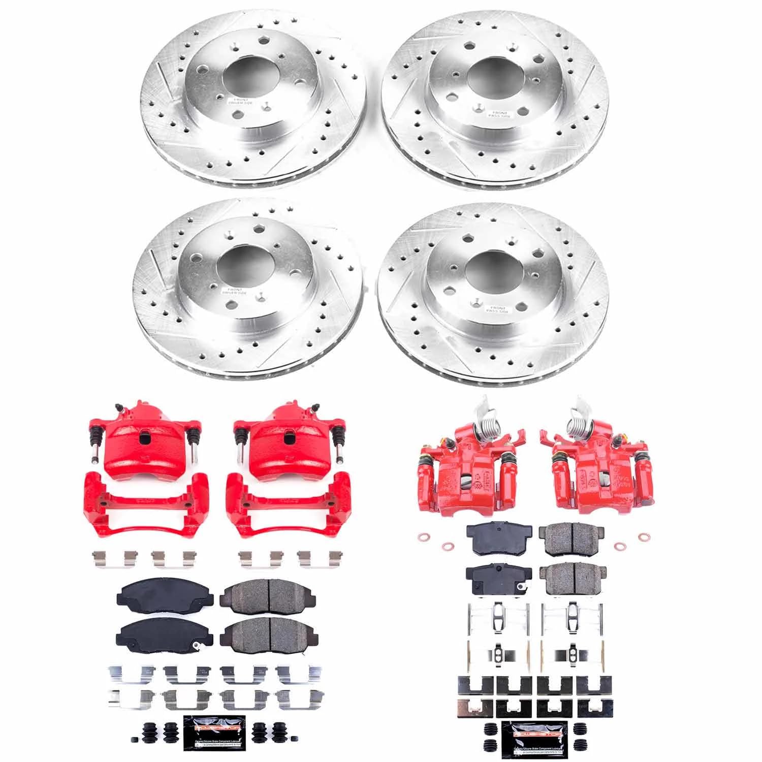 Power Stop Z23 Evolution KC1240B Front and Rear Brake Caliper Kit- Brake Rotors, Brake Pads, Brake Calipers For Honda Accord 1998-2002 [Model Specific]