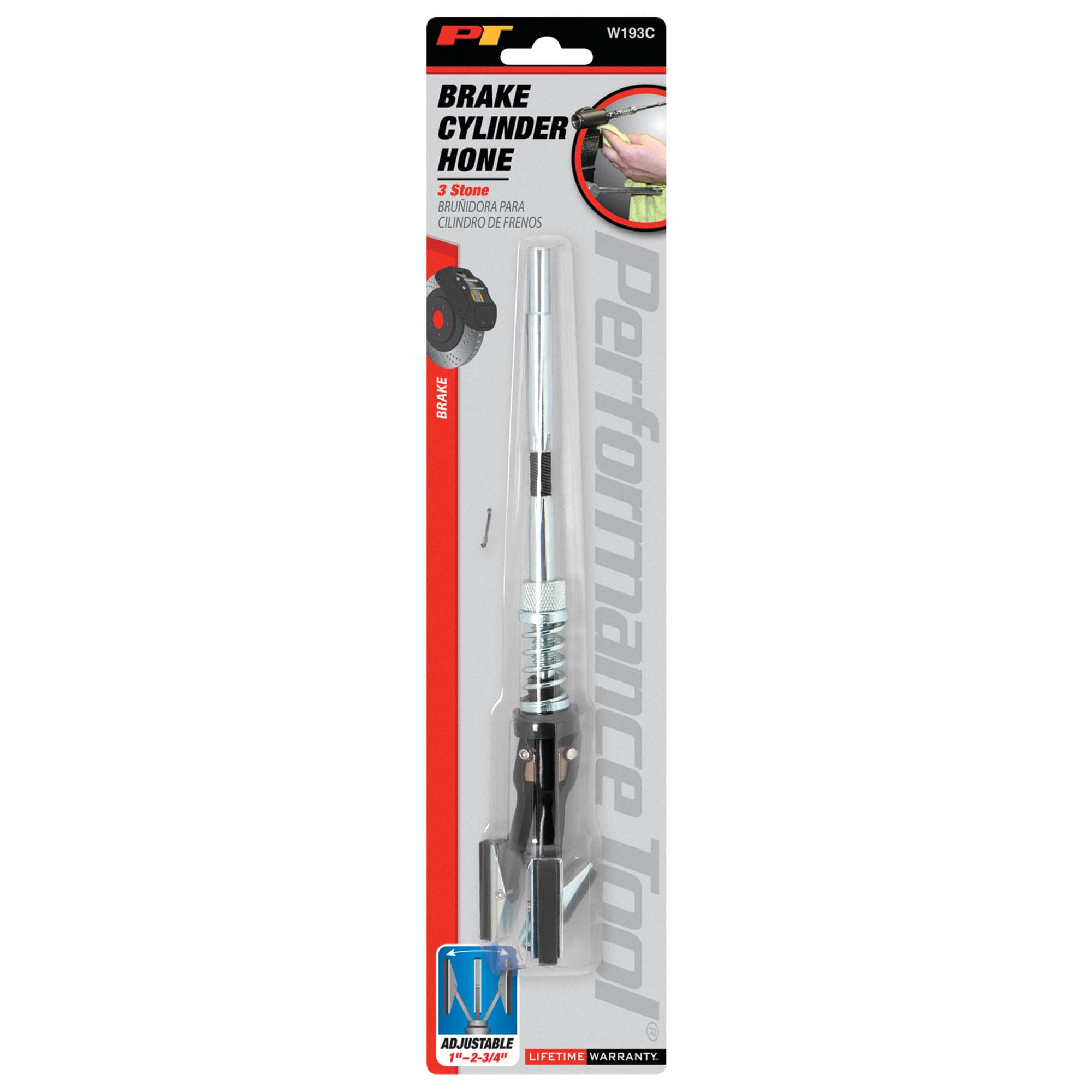 Brake Cylinder Hone Performance Tool W193C 3/4-Inch to 2 3/4-Inch, Black/Silver