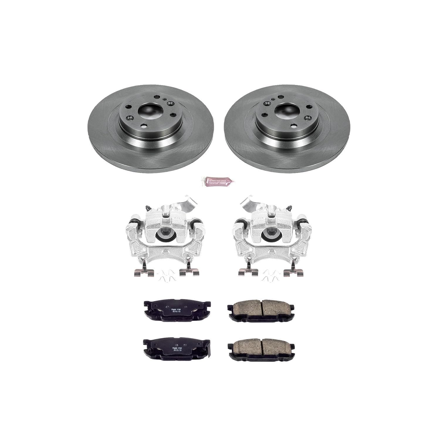 Power Stop KCOE5267 Replacement Autospeciality Rear Caliper Kit- OE Rotors, Ceramic Brake Pads, Calipers For Mazda Miata 2001-2005 [Model Specific]