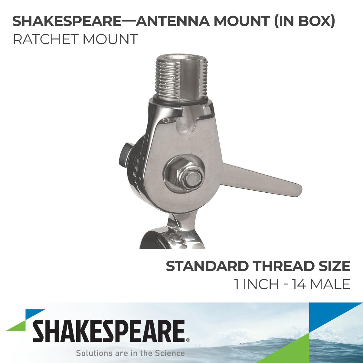 Shakespeare 4187-BX Ratchet Mount, Stainless Steel w/Handle Ratchet Mount