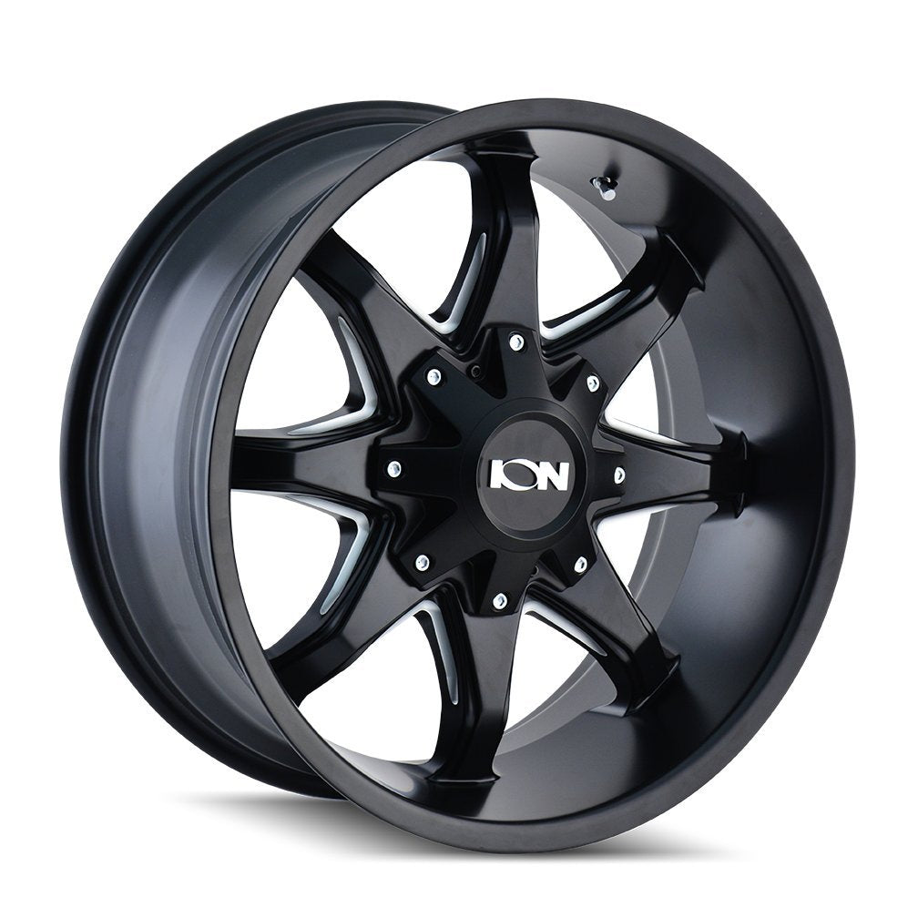 17x9 181, Bolt Pattern: 5x4.5/5, Offset: 18, SATIN BLACK/MILLED SPOKES, set of 1