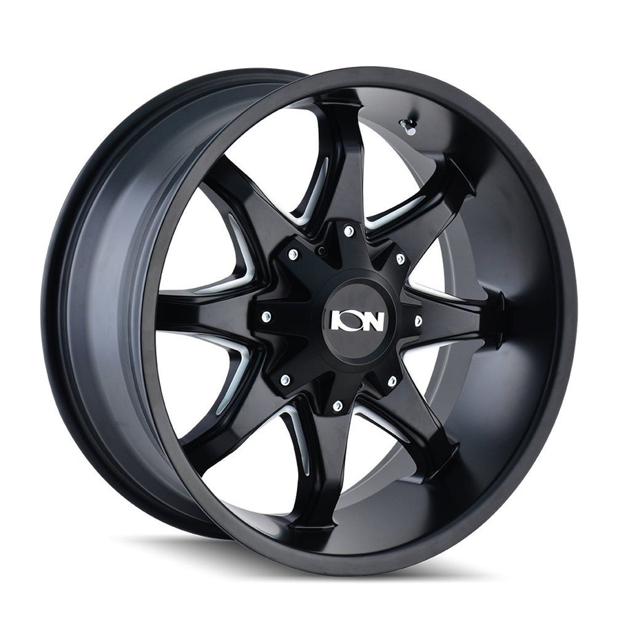17x9, 181 Bolt Pattern: 5x4.5/5, Offset: -12, SATIN BLACK/MILLED SPOKES, set of 1