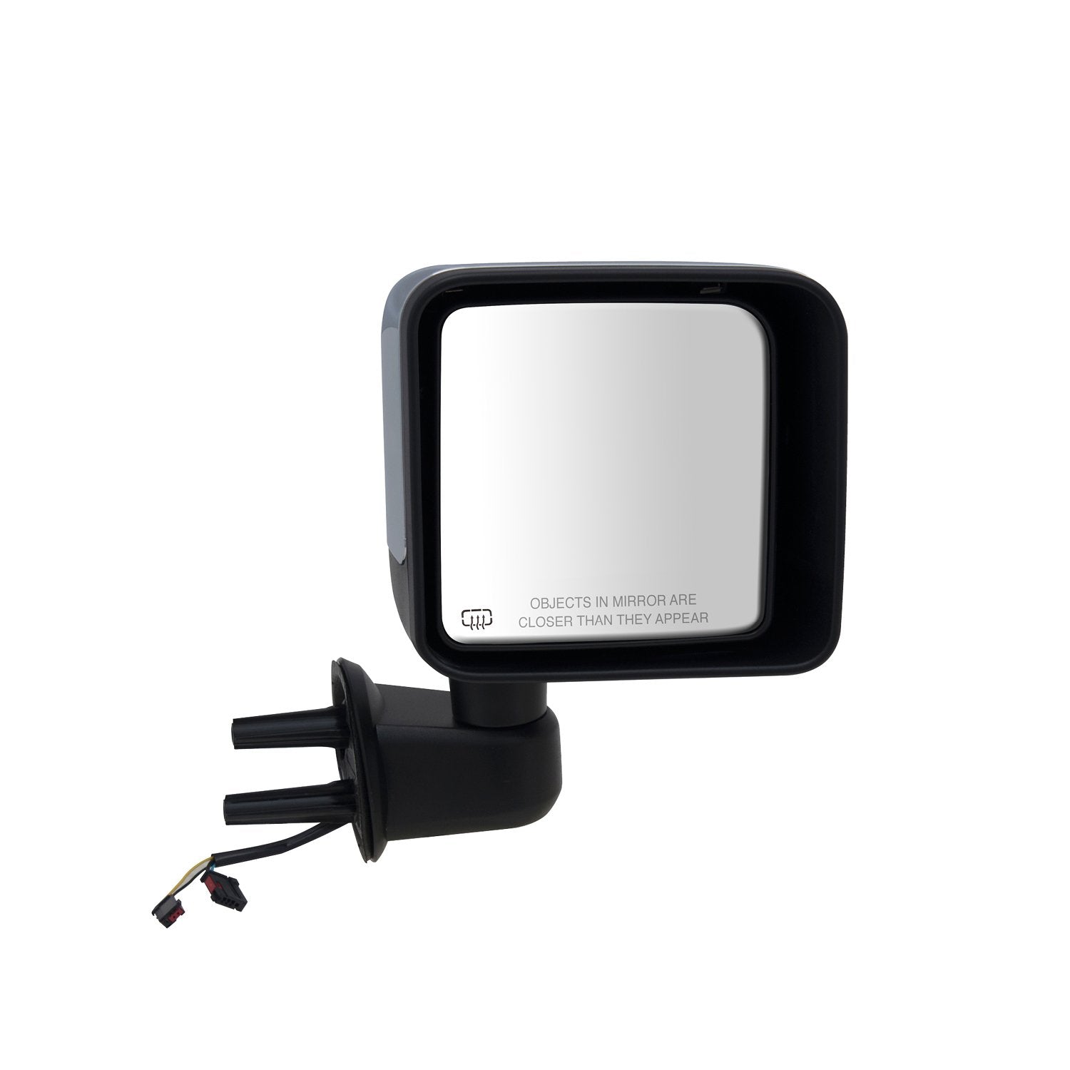 Fit System Mirror Passenger Side for Jeep Wrangler, Wrangler JK, Textured Black w/Chrome Cover, Foldaway, Heated Power