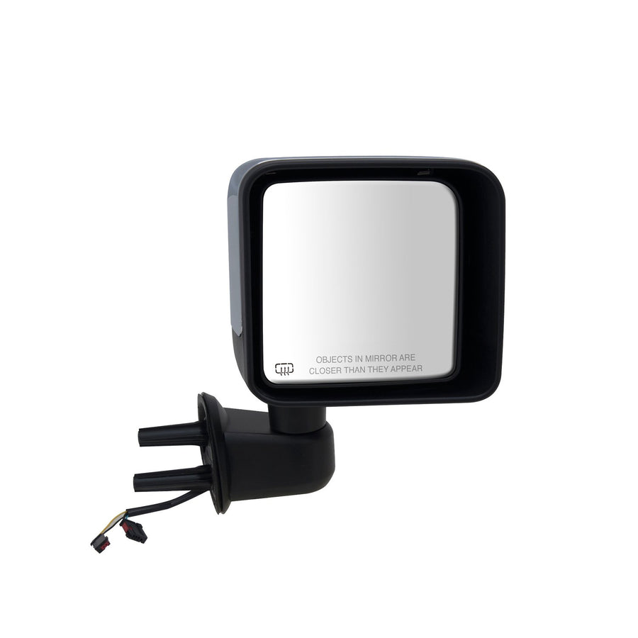 Fit System Mirror Passenger Side for Jeep Wrangler, Wrangler JK, Textured Black w/Chrome Cover, Foldaway, Heated Power