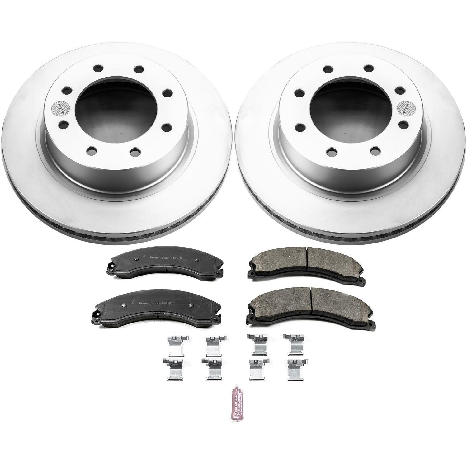 Power Stop CRK6518 Brake Rotor Coated and Ceramic Brake Pads- Front For Nissan NV1500 2012-2021, Nissan NV2500 2012-2021, Nissan NV3500 2012-2021 [Model Specific]