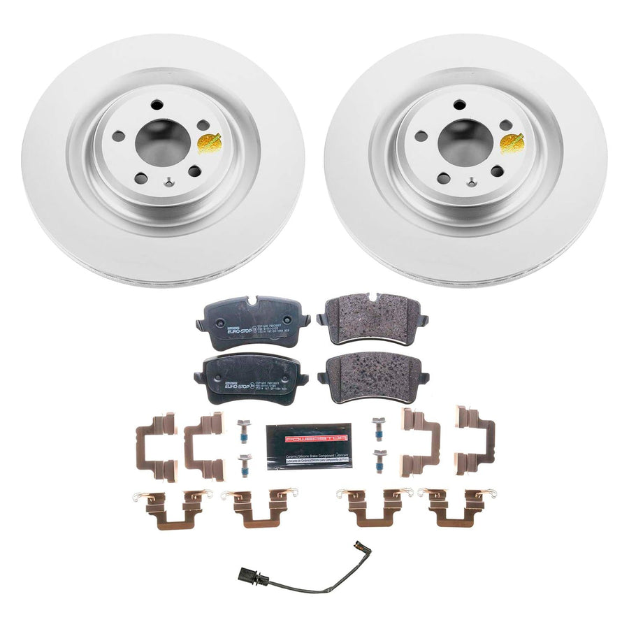 Euro-Stop Power Stop ESK6287 Rear Brake Kit- Coated Brake Rotors & Ceramic Brake Pads For Audi S6 2013-2018, Audi S7 2013-2018 [Model Specific]