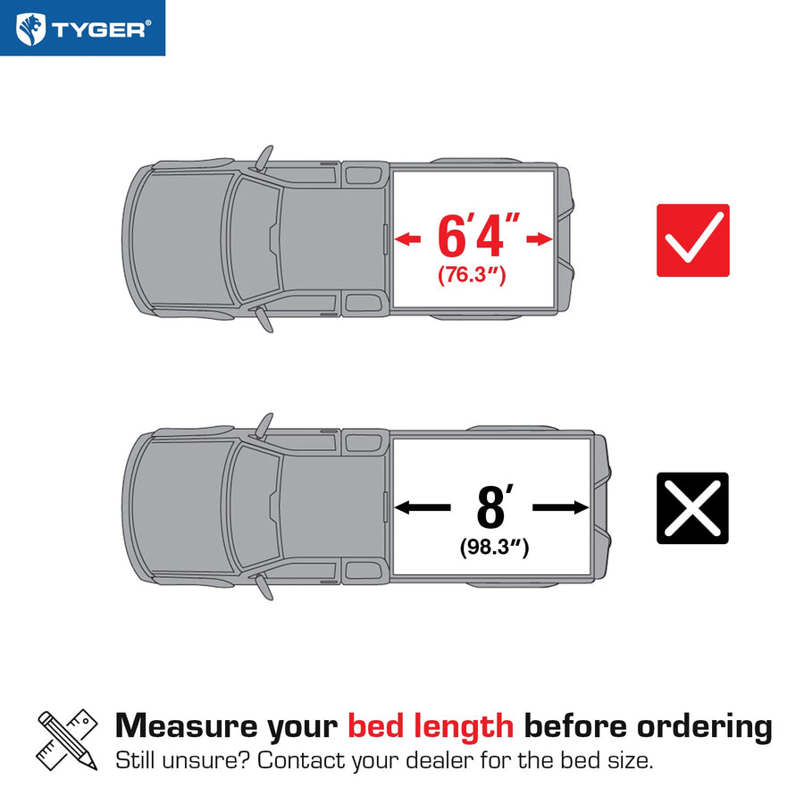 Tyger Auto T1 Soft Roll-up Tonneau Cover Truck Bed Compatible with 2002-2008 Dodge Ram 1500; 2003-2009 2500 3500 | 6'4" (76") Bed | TG-BC1D9056, Black