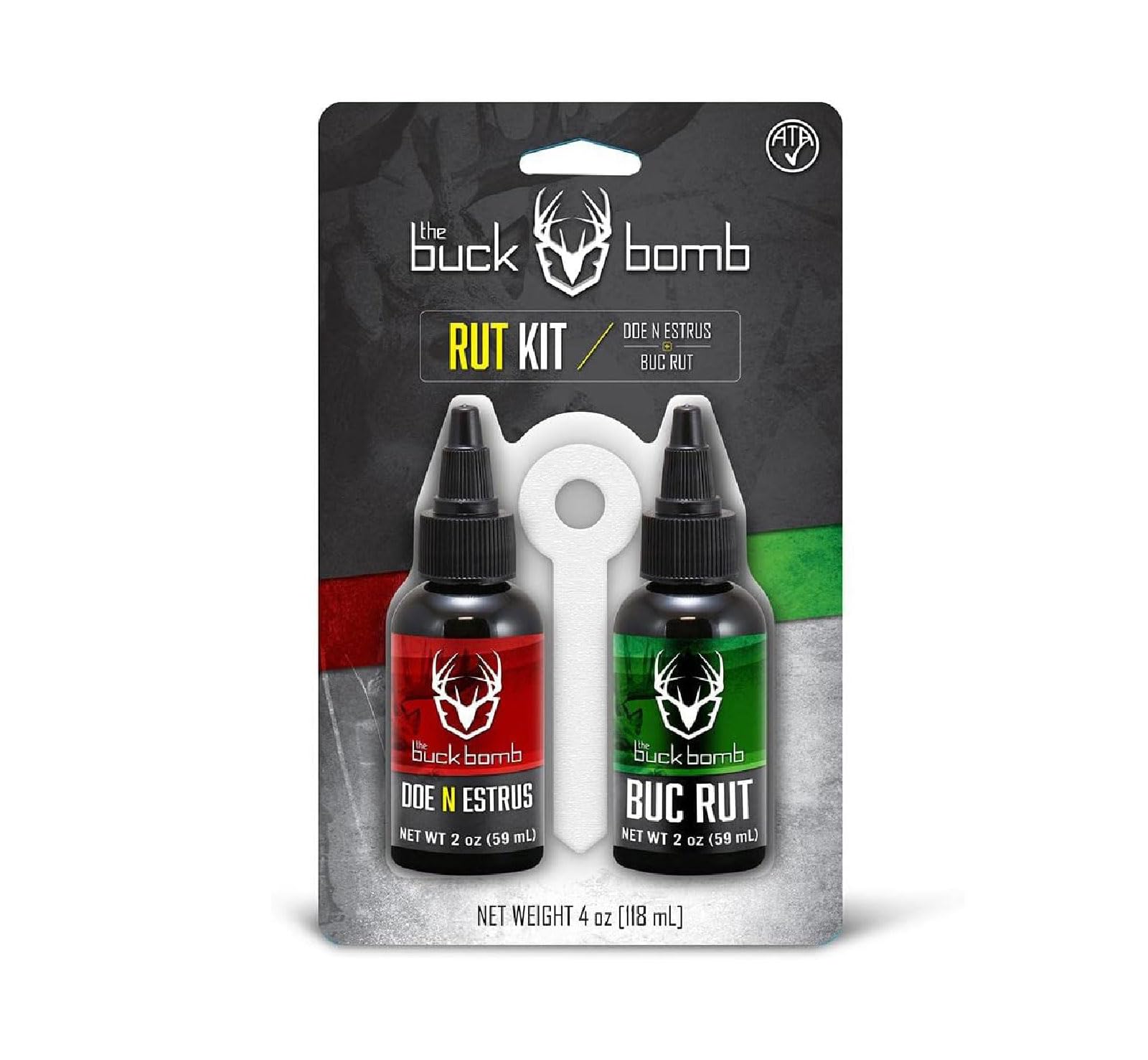 Buck Bomb Rut Kit Hunters Specialties Liquid Scents w/4 Spike Wicks | 2oz Natural Doe 'N Estrus & 2oz Natural BucRut Scent Attractants for Hunting