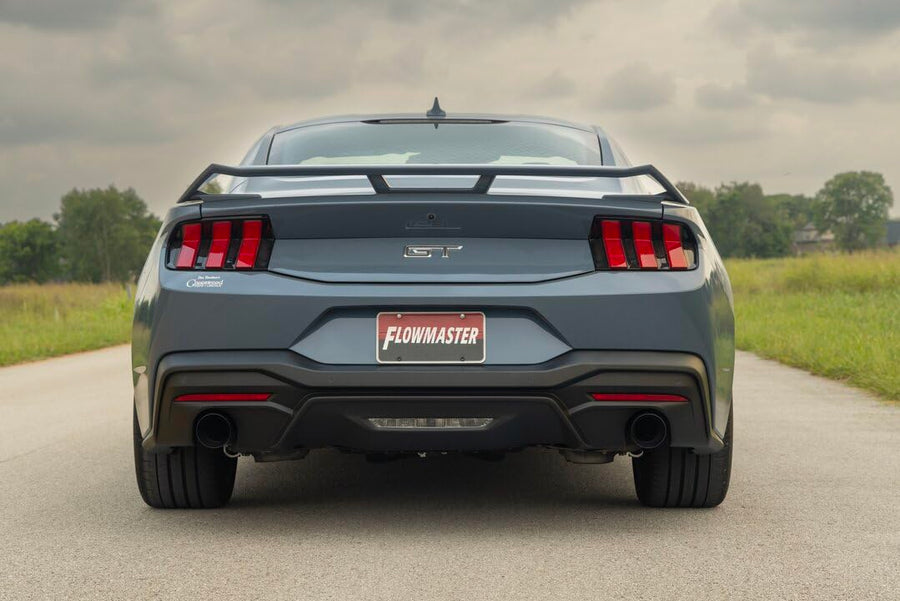Flowmaster Outlaw Series 818160 Axle-Back Exhaust Kit 3 Inch 409 Stainless Steel with 4 Inch Black Quad Tips without Valves Compatible with 2024 Ford Mustang GT 5.0L Coyote and 2.3L EcoBoost