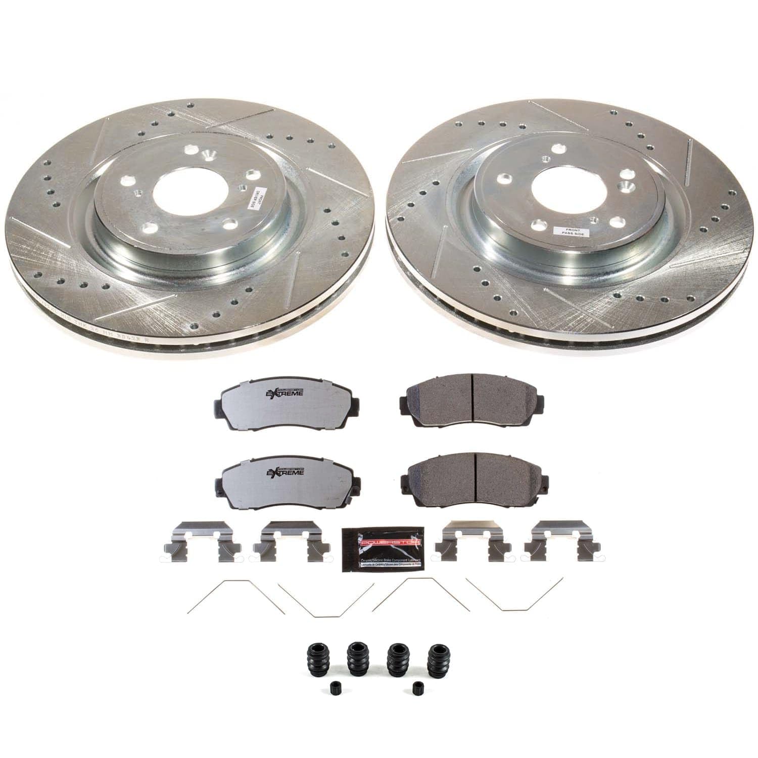 Power Stop Front K8928-26 Z26 Carbon-Fiber Ceramic Brake Pads with Drilled and Slotted Rotors Brake Kit For Honda CR - V 2020-2022 [Application Specific]