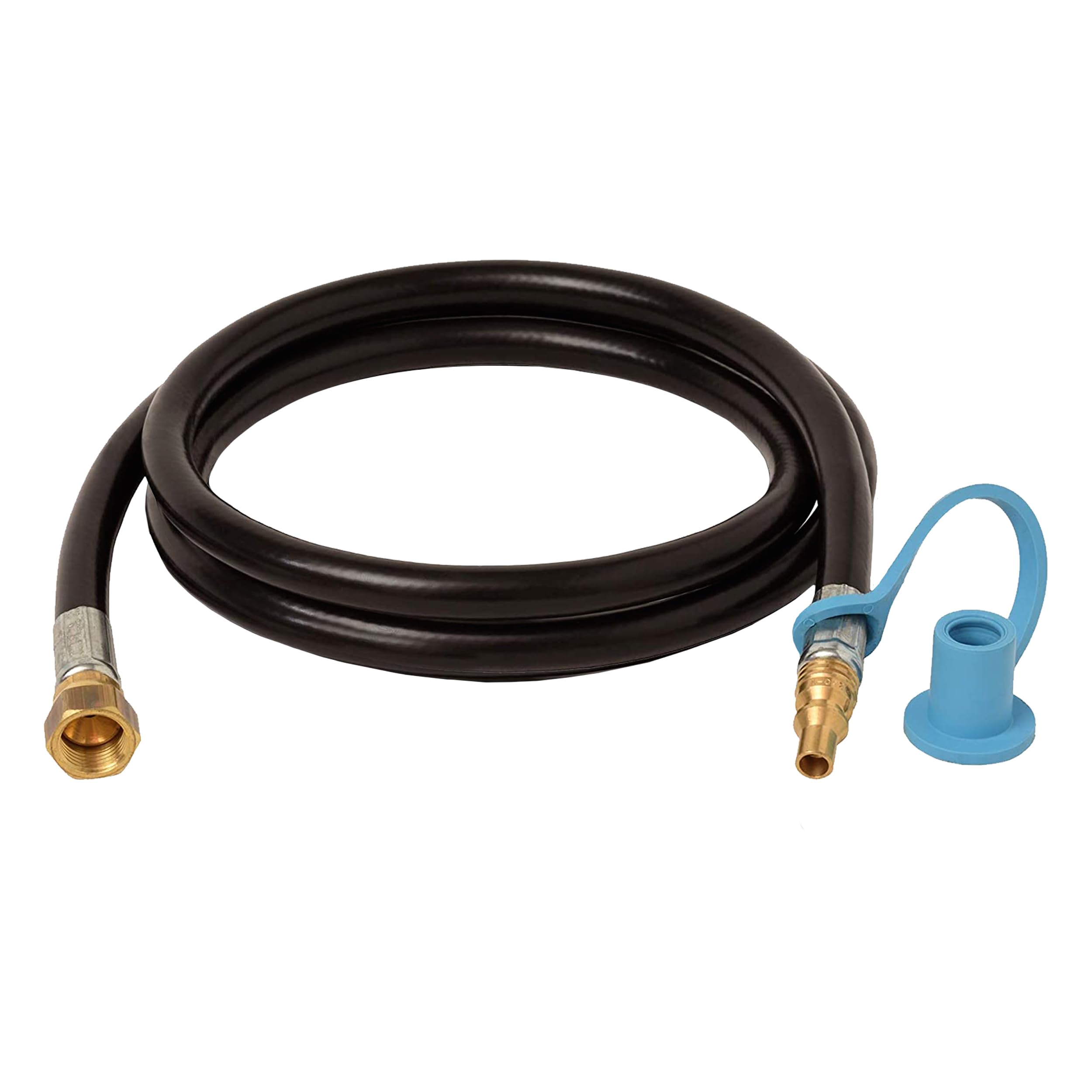 48-inch Flame King Propane Thermo Plastic Hose Assembly, 1/4" Male Quick Disconnect Plug × 3/8" Female Flare Swivel, with 1/4" ID Hose for RV, Van, and Trailer