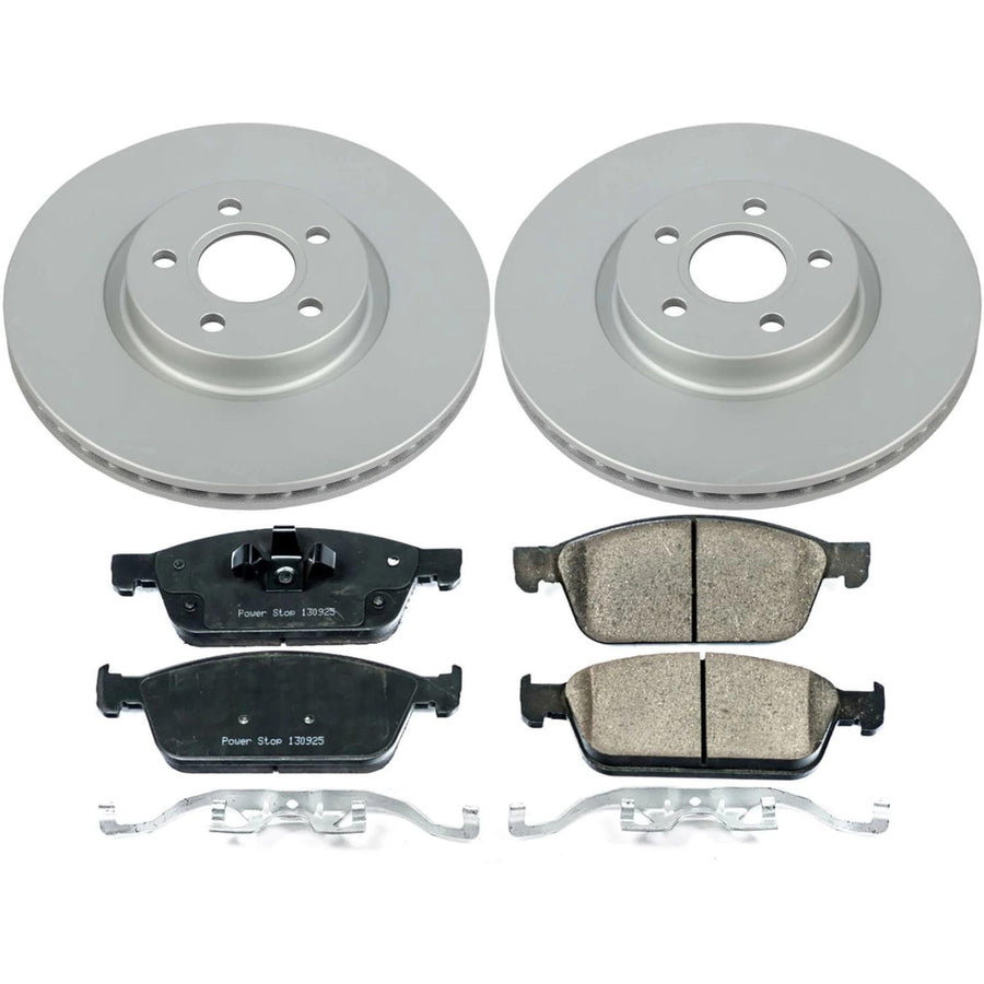 Power Stop Z17 CRK8175 Front Coated Rotor Kit-Coated Brake Rotors, Ceramic Brake Pads For Ford Transit Connect 2018-2023 [Model Specific]