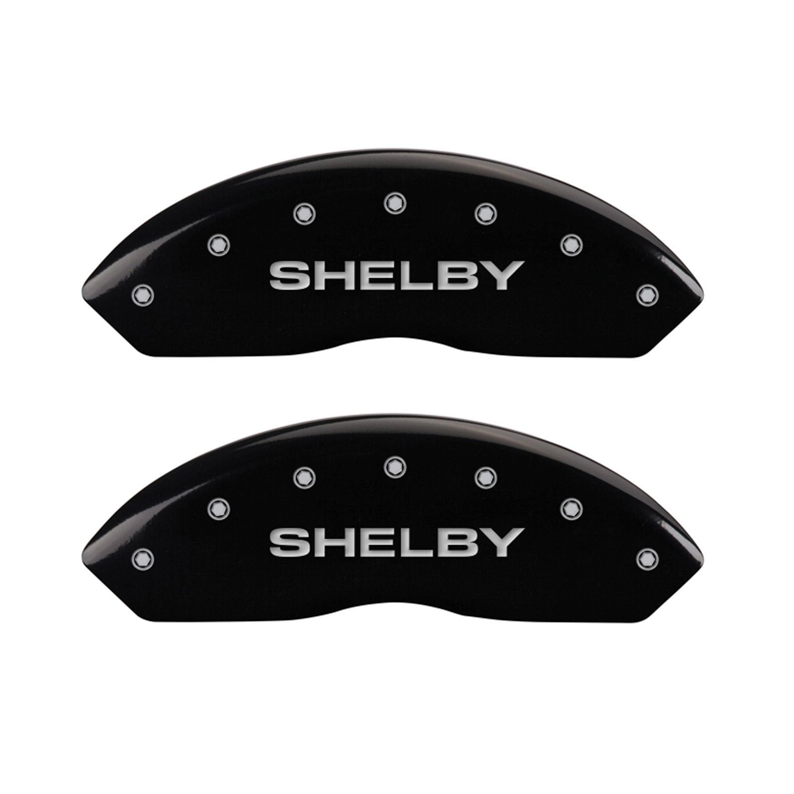 Black MGP Caliper Covers 10017SSBYBK Engraved with Silver Shelby/Tiffany Snake (Set of 4)