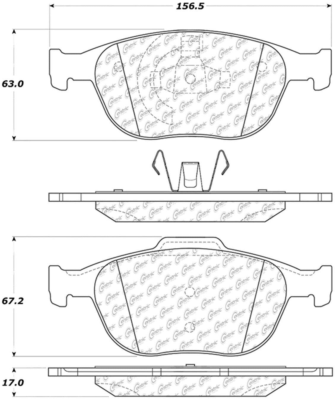 Centric Premium 301.09700 Ceramic Brake Pads with Shims and Hardware