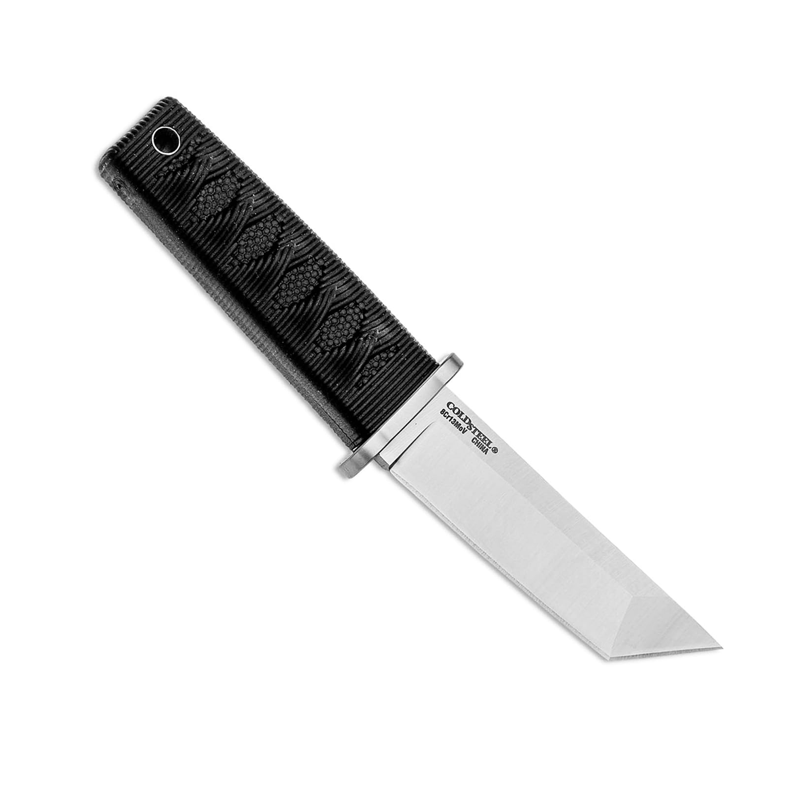Kyoto Cold Steel 3.25" Durable Compact 8Cr13MoV Stainless Steel Fixed Blade Tanto Outdoor Hunting Utility Knife, 3 3/8" Textured Kray-Ex Handle, Sheath Included