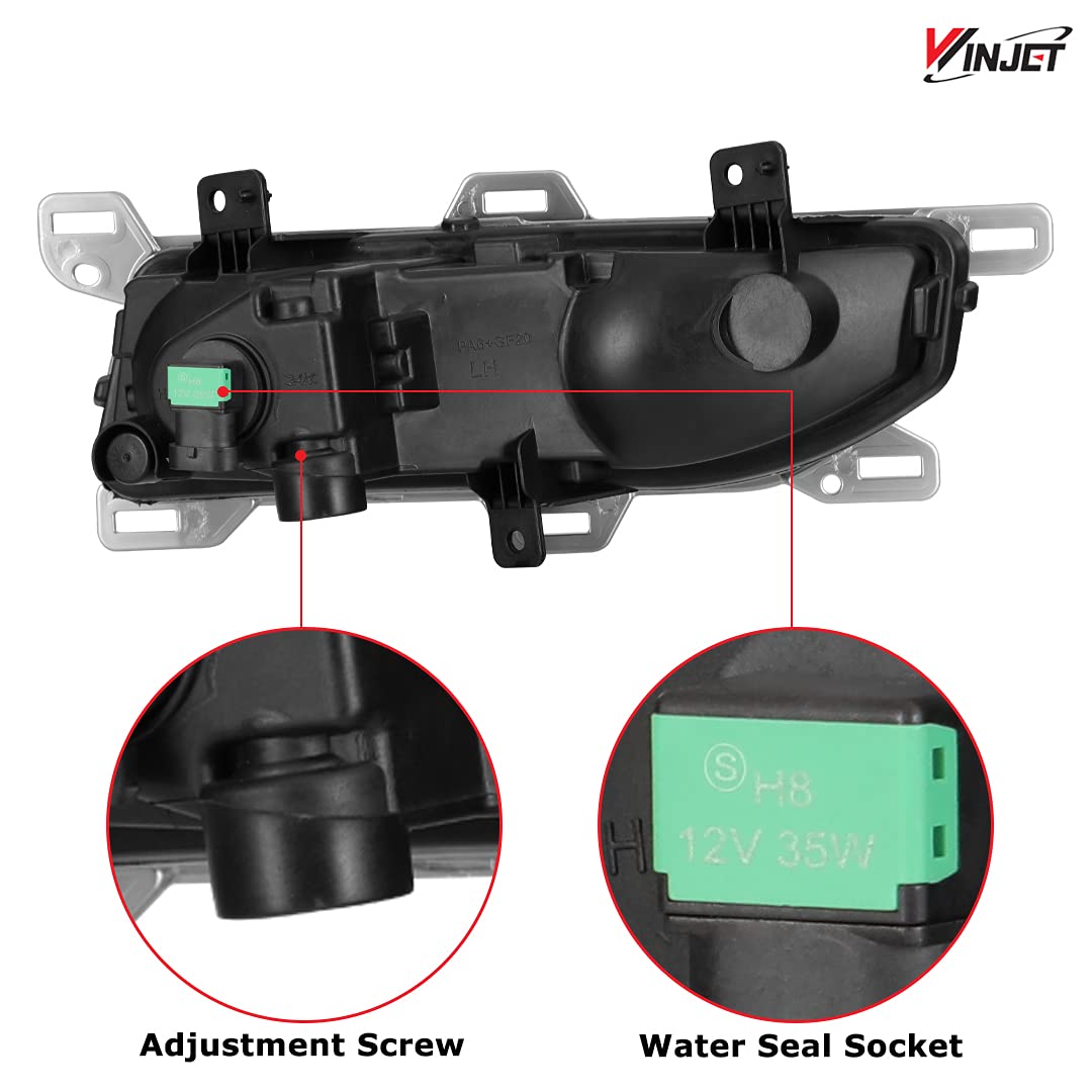 Fog Lights Replacement Winjet OEM Fit For 2020-2025 Nissan Titan, Driver & Passenger Driving Fog Lamps w/ H8 Halogen Bulbs + Wiring Harness + Switch + Decorative Bezels (Black Housing Clear Lens)