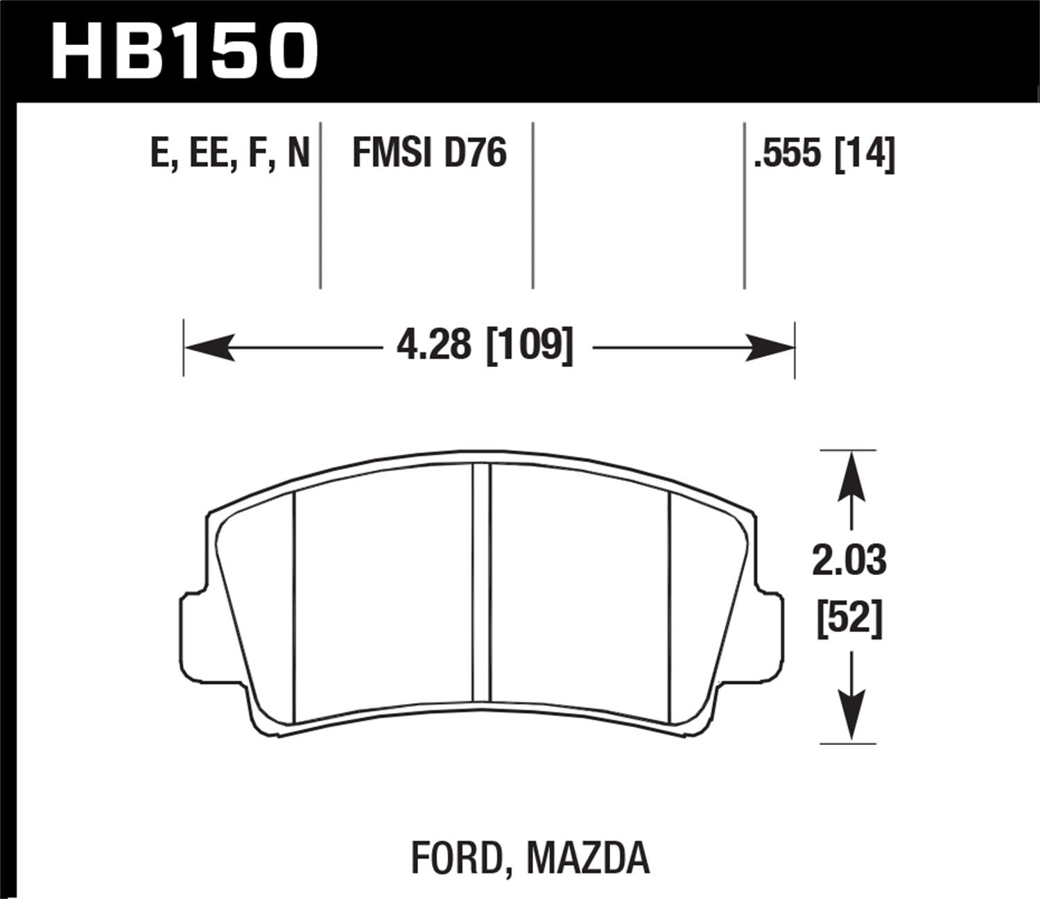 Hawk Performance Blue 9012 HB150E.555 Motorsport Brake Pads