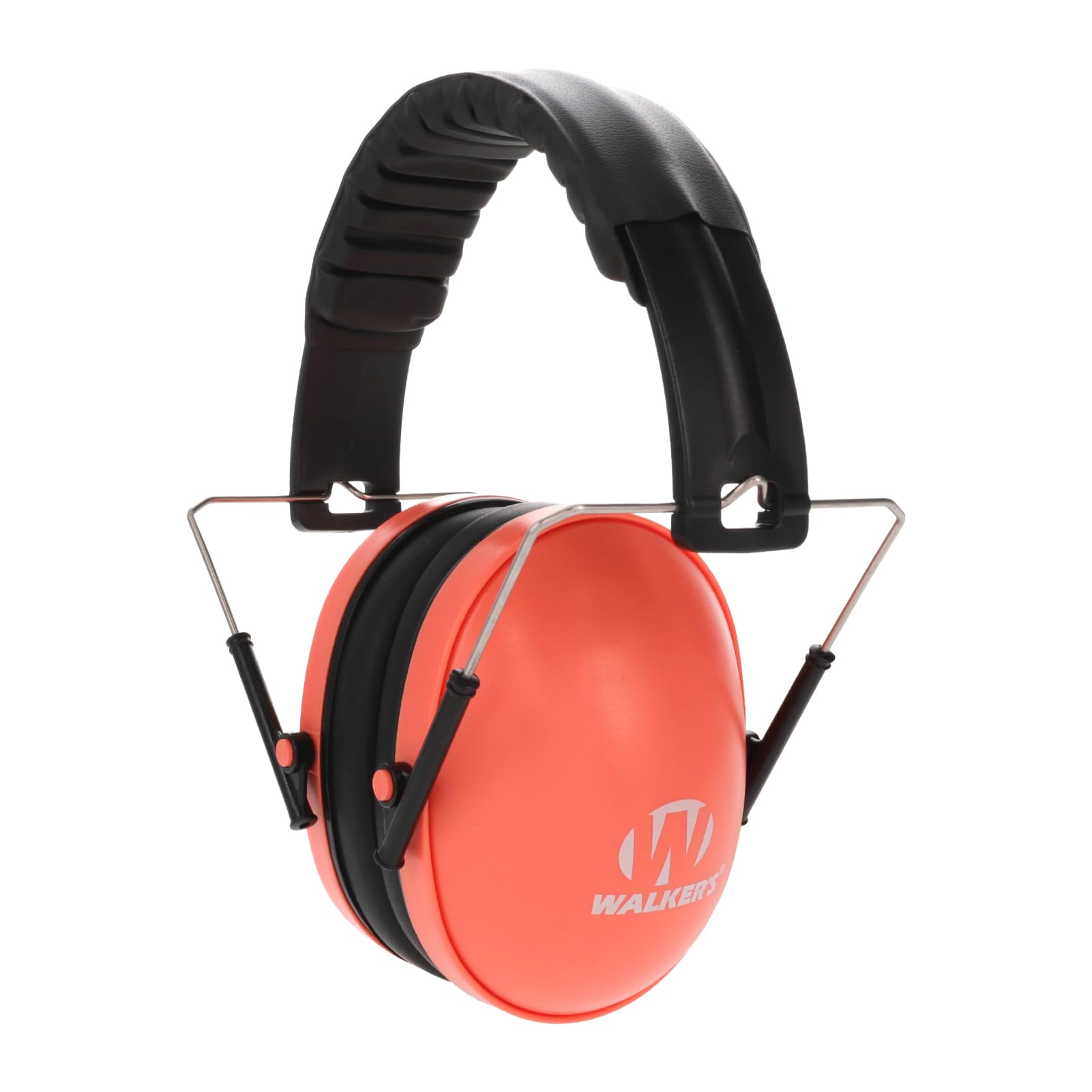 WALKER'S Low Profile Youth & Women's Folding Padded Headband Adjustable Hearing Protection Earmuffs, Coral