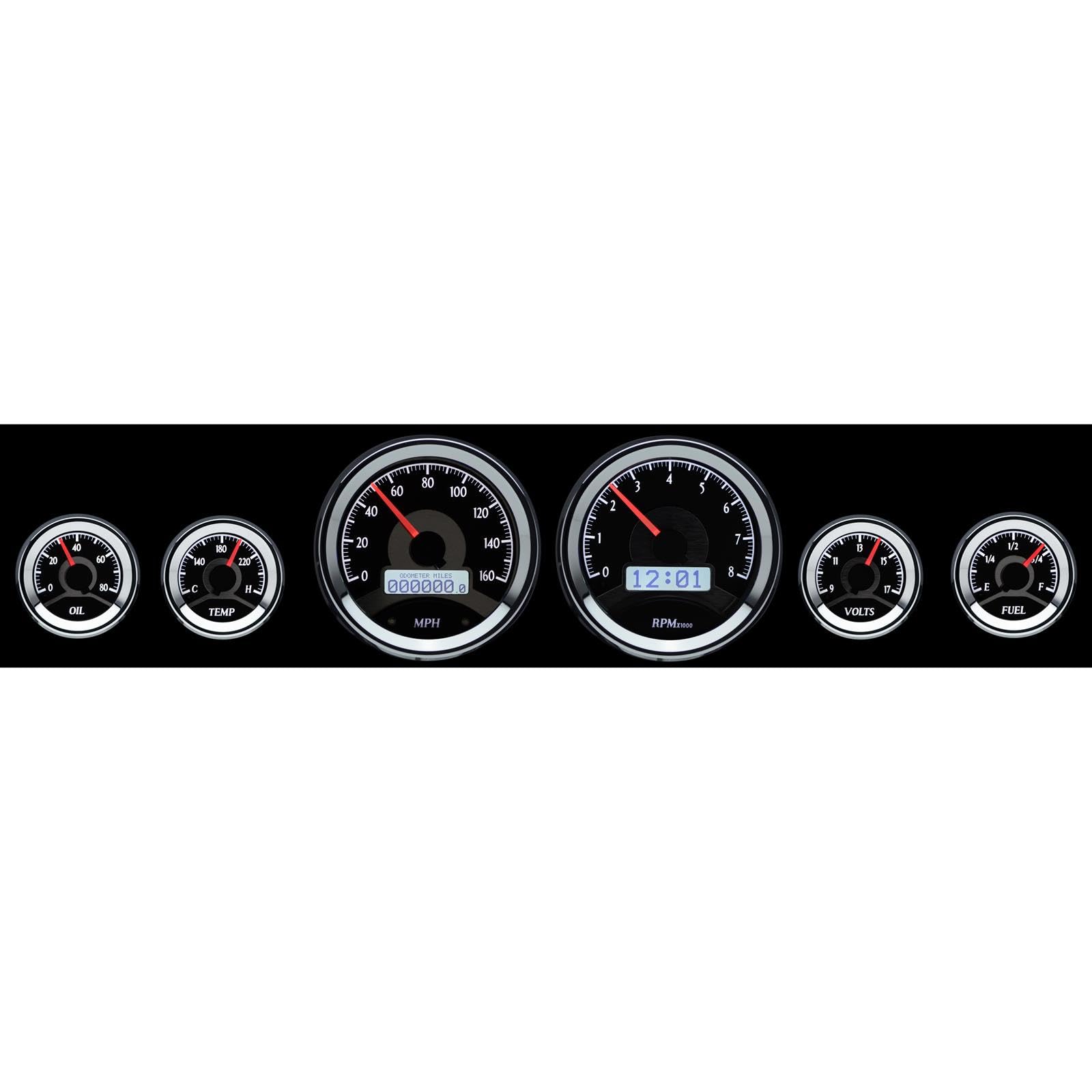 VHX-1060-K-W Dakota Digital Universal 6 Gauge Round VHX System