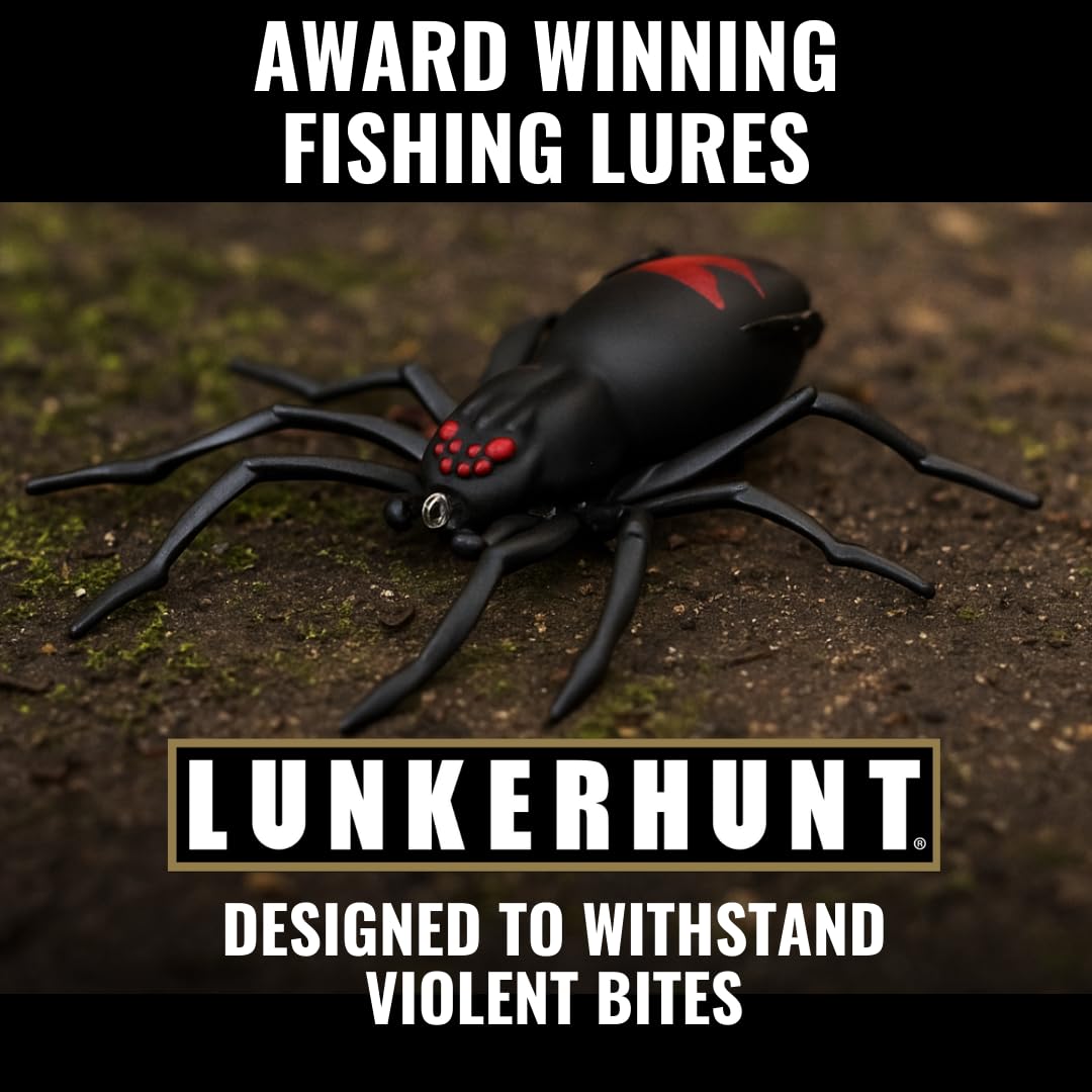 Lunkerhunt Fishing Lure Spider | Most Realistic Topwater Fishing Bait with Self-Righting Ballast for Natural Walking Action | Hollow Body Weedless Hooks for Bass Fishing (Widow Maker Phantom Spider)