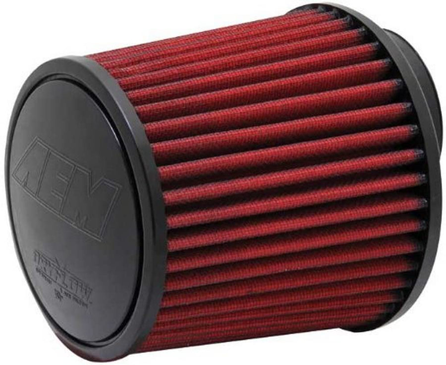 AEM 21-202DOSK Clamp-On Universal DryFlow Air Filter: Round Tapered; 2.75 in (70 mm) Flange ID; 5 in (127 mm) Height; 5.5 in (140 mm) Base; 4.75 in (121 mm) Top