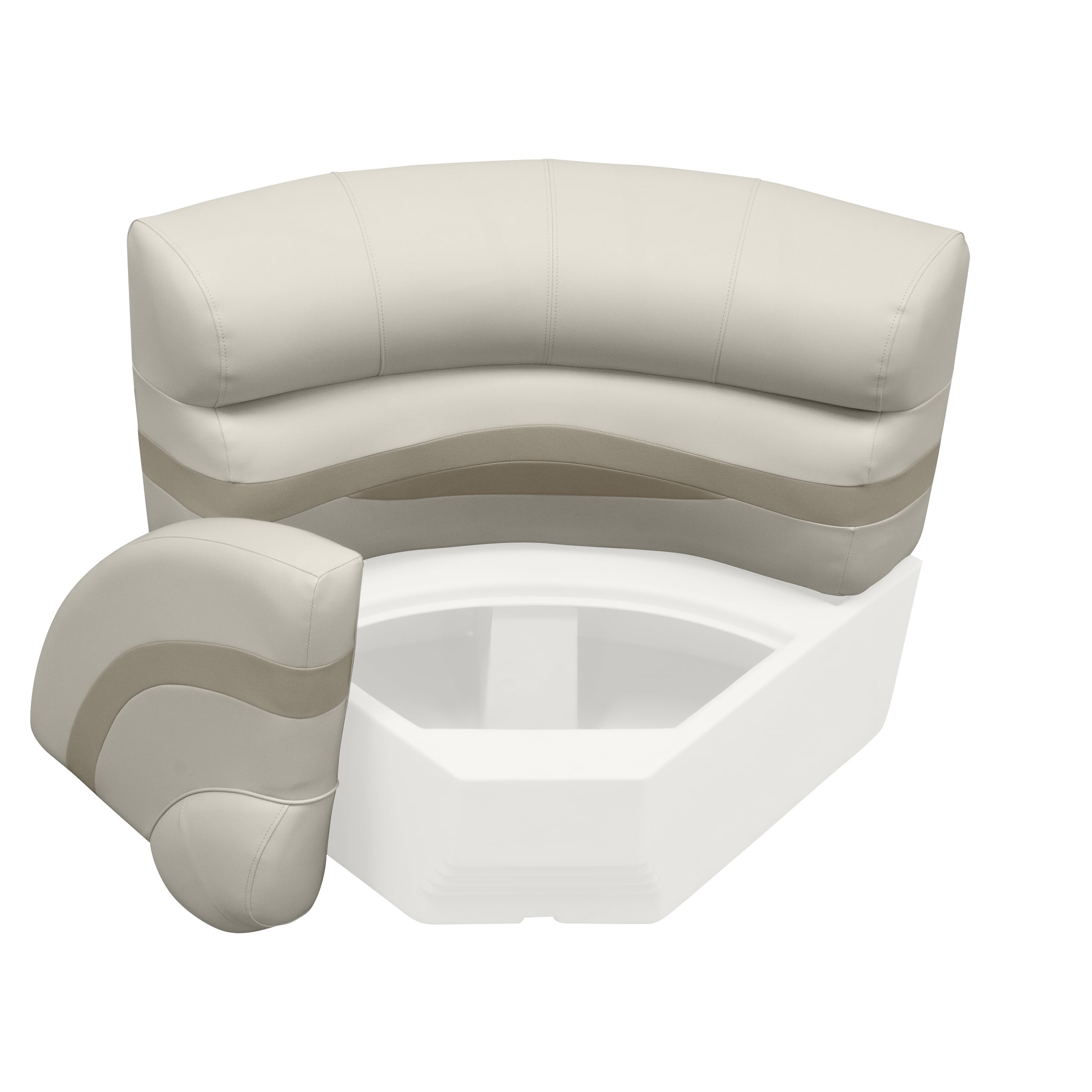 Wise Premier Series BM11028-1066 Pontoon 28" Radius Corner Seat Cushion Set, Stone/Mocha Java/Khaki