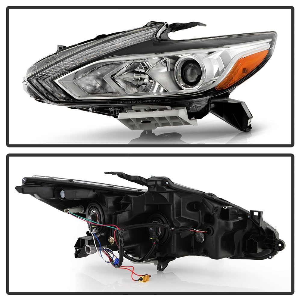 (xTune) Nissan Altima 4Dr 16-18 (OE Style) Black LED Signal DRL Halogen Headlights - Low Beam-H11(Included) ; High Beam-H9(Included) ; Signal-LED(Included) - Chrome