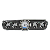 Dakota Digital VHX-65F-MUS-S-B Analog Dash Gauge System Compatible with 1965-66 Mustang with Silver Alloy Style and Blue Backlighting