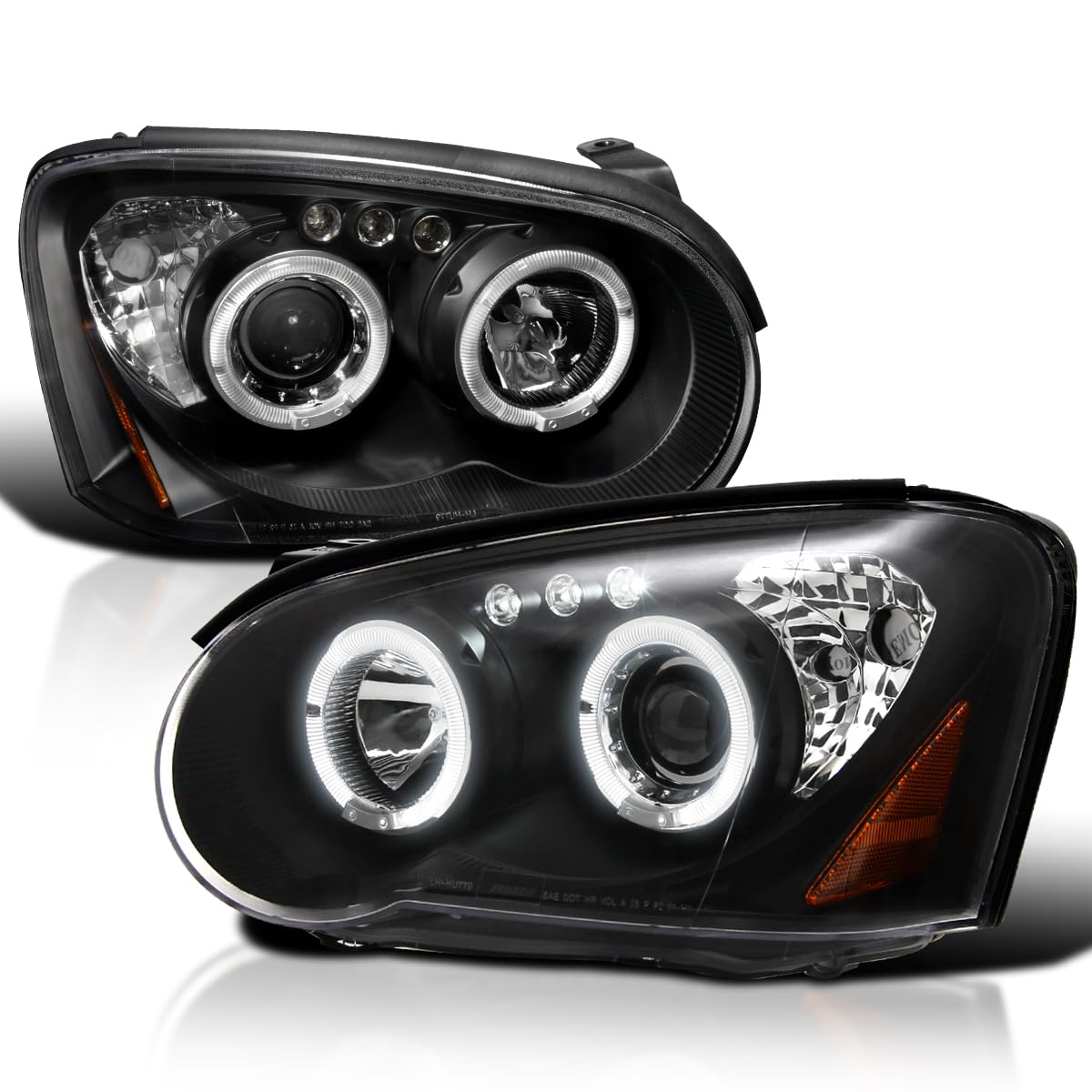 Black Halo Projector Headlights SPEC-D TUNING Compatible with 2004-2005 Subaru Impreza RS/WRX/Outback/STI, Left + Right Pair Headlamps Assembly