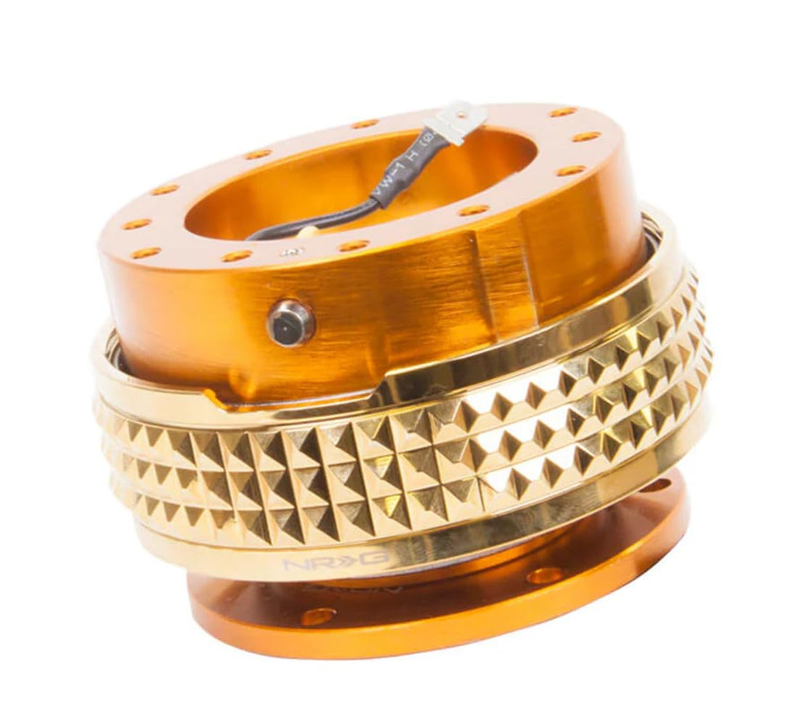 NRG Innovations Gen 2.1 NRG-SRK-210RG-CG Race Steering Wheel Quick Release Kit Adapter Rose Gold Body/Chrome Gold Pyramid Ring, 6x70 and 6x74mm Bolt Patterns