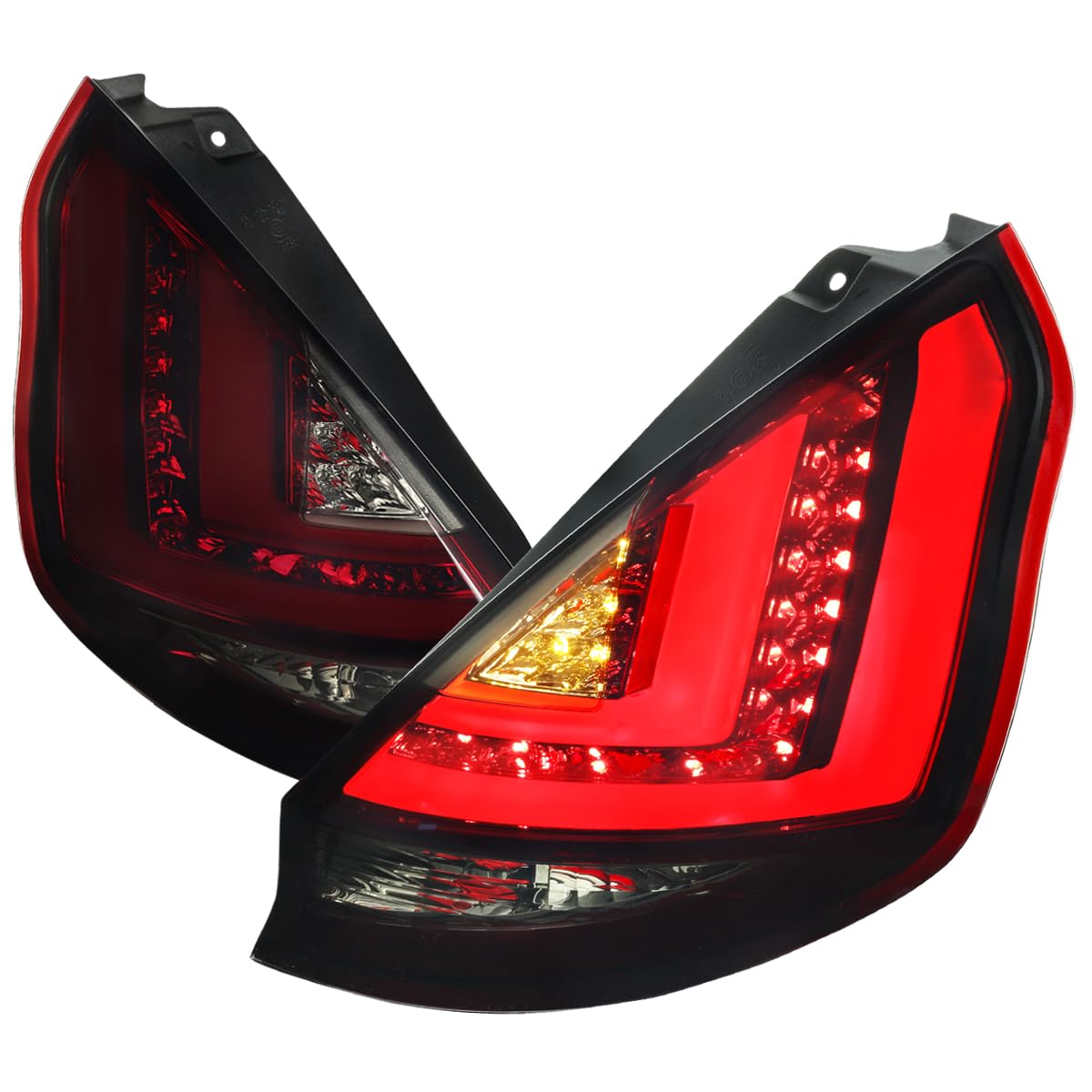 Red Smoke LED Tail Lights w/LED Tube SPEC-D TUNING Compatible with 2011-2013 Ford Fiesta Hatchback, Left + Right Pair Assembly