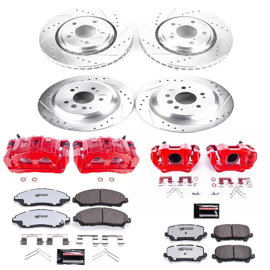 Power Stop Z36 Truck & Tow KC7576-36 Front and Rear Caliper Kit-Drilled/Slotted Rotors, Brake Pads, Calipers For Honda Pilot 2016-2021, Honda Ridgeline 2017-2020 [Model Specific]