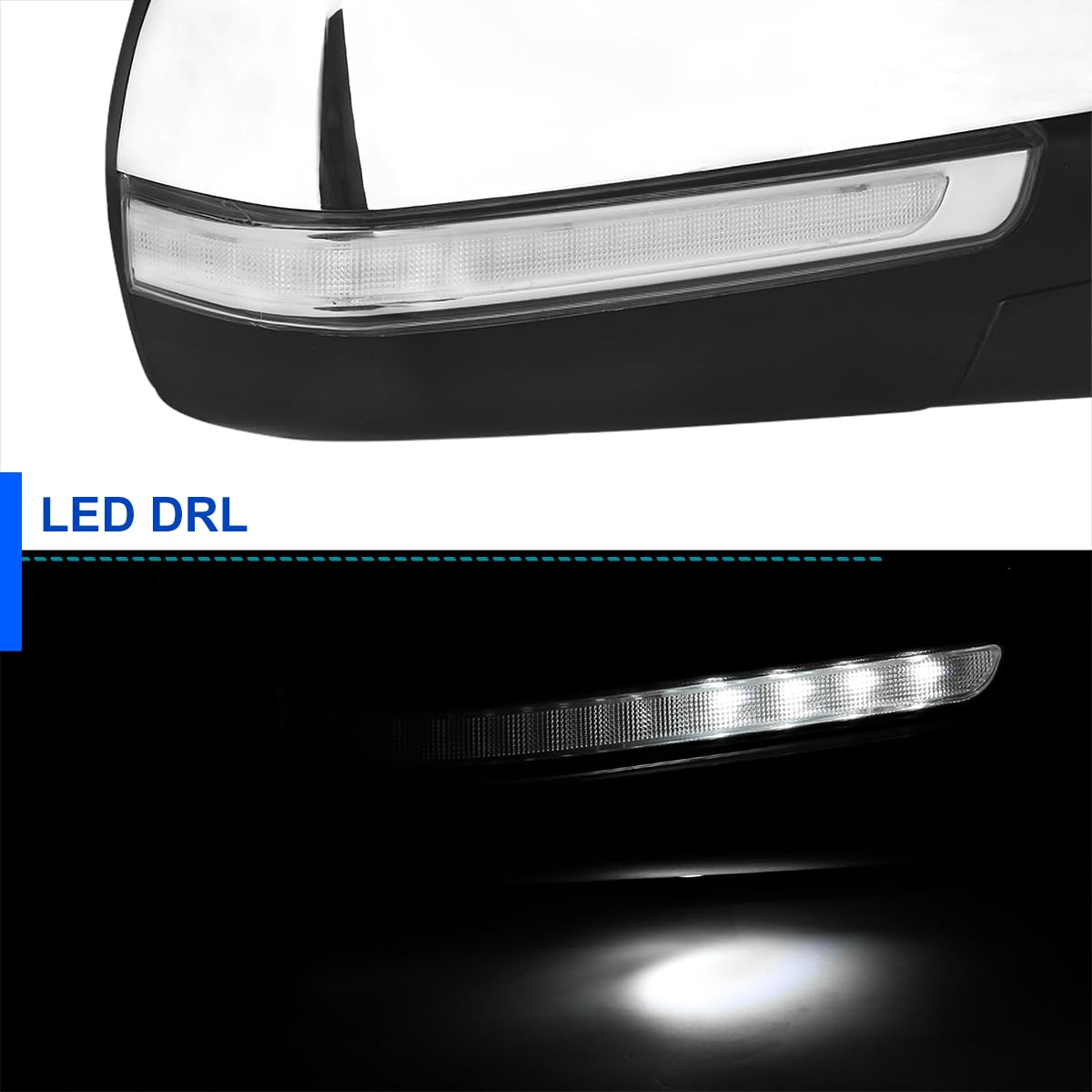 Spec-D Tuning Chrome Power Folding Right Passenger Side Mirror w/LED Turn Signal Compatible with 2014-2018 Chevy Silverado, GMC Sierra