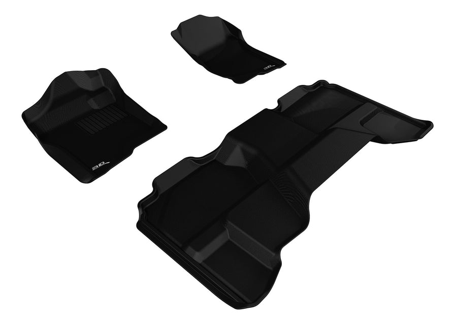 3D MAXpider Kagu Custom Fit Floor Mat (Black) for 2007-2013 GMC Sierra 15 25 35 Extended CAB - 1ST Row 2ND Row