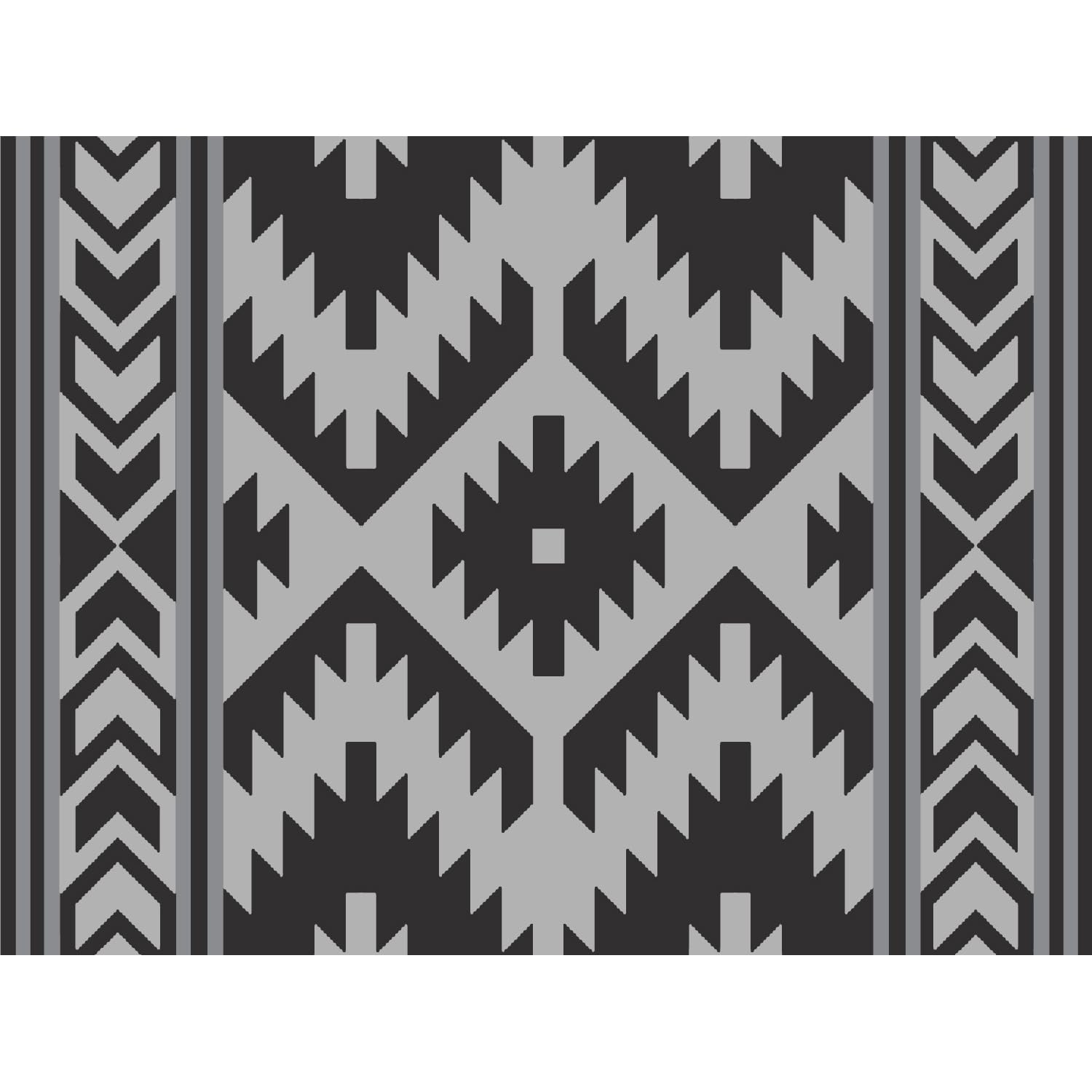 Boho Sante Fe Outdoor Mat (Black/Grey, 9' x 12')