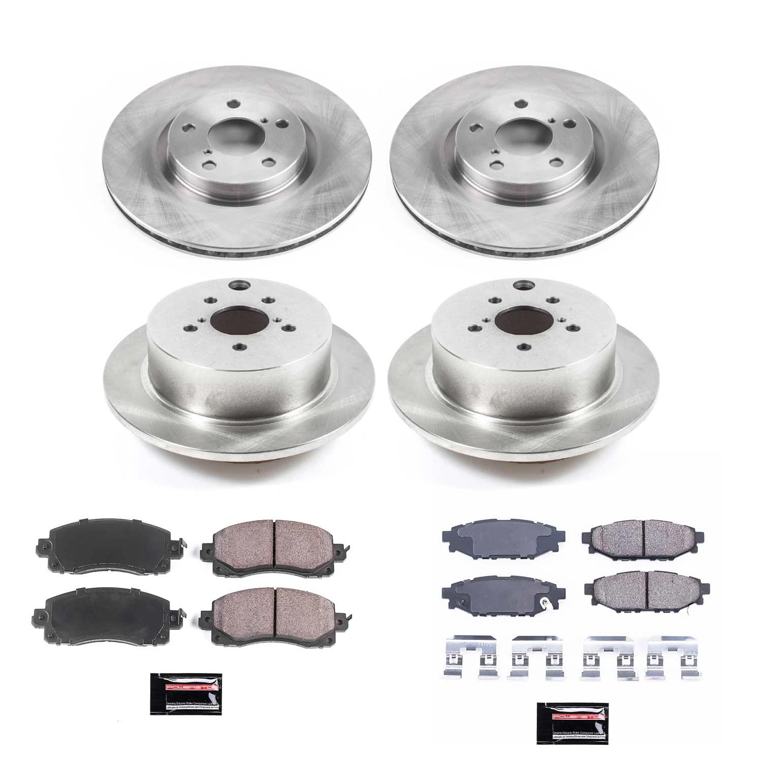 Brake Kit Power Stop For 2017 2018 2019 2020 2021 2022 Subaru Impreza [Models with 277mm Front Discs] Front and Rear Autospecialty Replacement OE Brake Rotors & Ceramic Brake Pads KOE7926