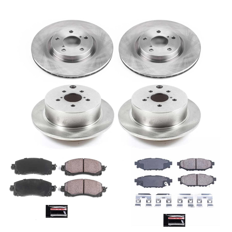 Brake Kit Power Stop For 2017 2018 2019 2020 2021 2022 Subaru Impreza [Models with 277mm Front Discs] Front and Rear Autospecialty Replacement OE Brake Rotors & Ceramic Brake Pads KOE7926